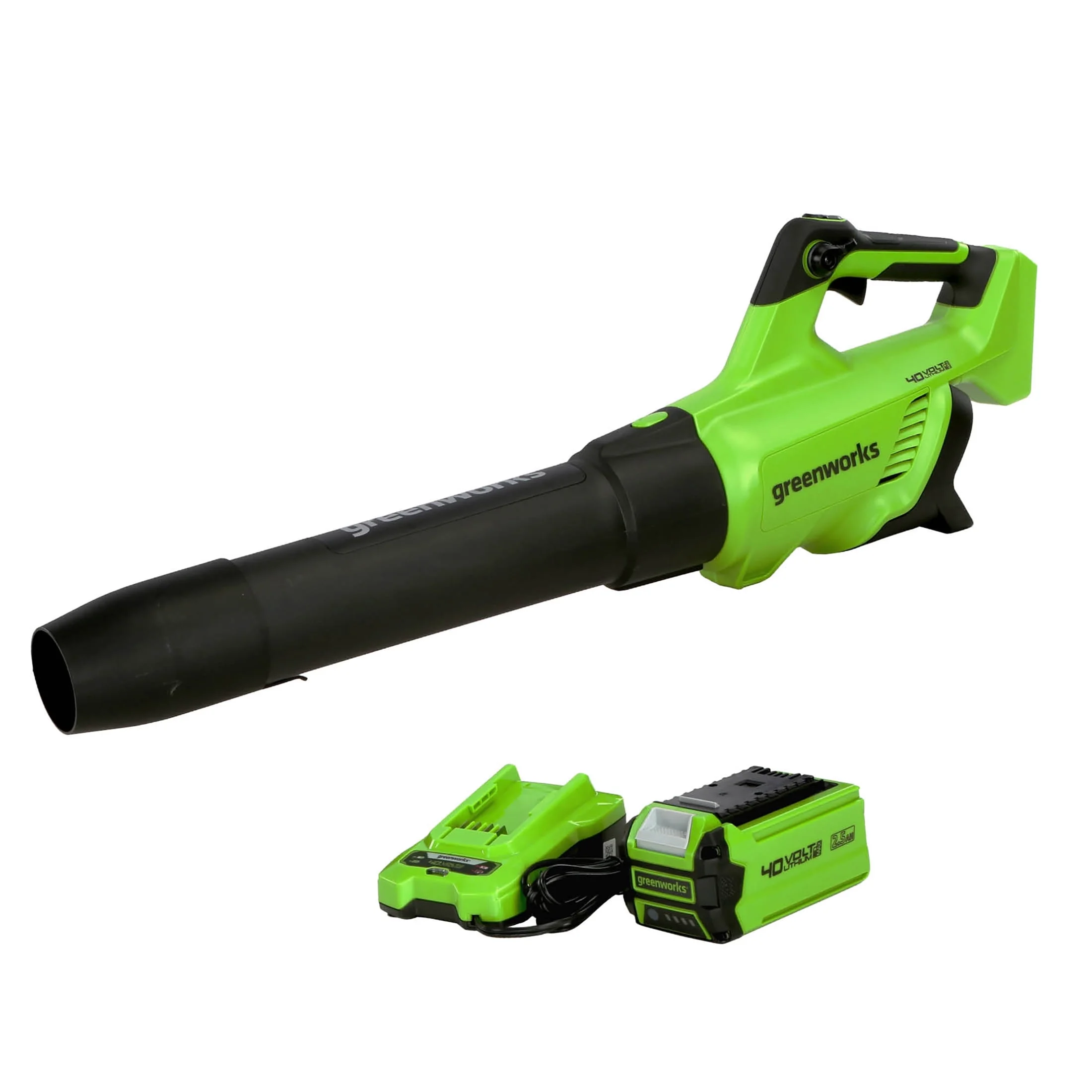 Greenworks 40V (120 MPH / 500 CFM) Cordless Axial Blower with 2.5Ah Battery and Charger, 2416302AZ