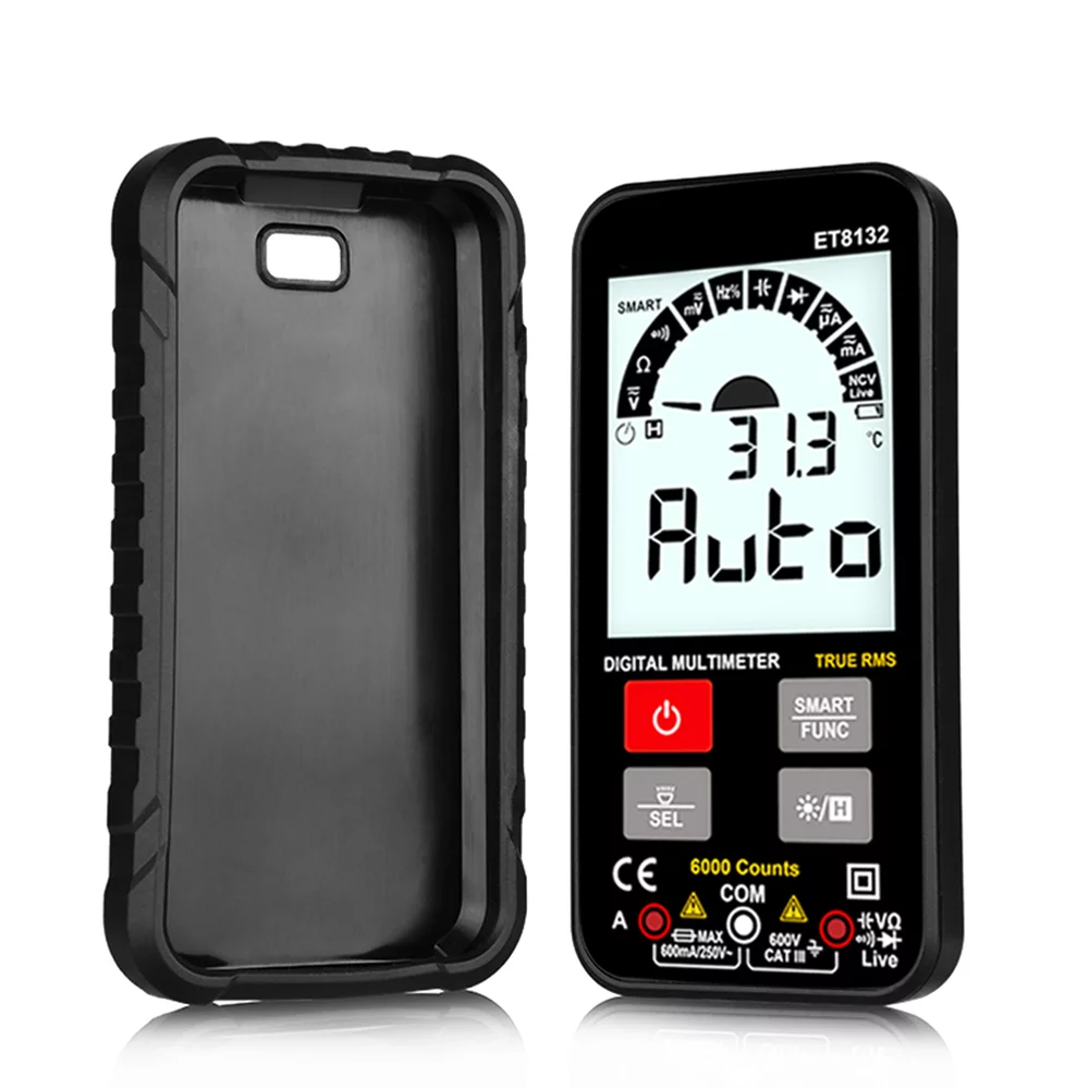 TOOLTOP ET8132 2.88 Inch Display Screen Handheld High Accuracy Digital Multimeter AC DC Voltage Current Resistance Frequency Capacitance Meter Automatic Identification True RMS 6000 Counts w