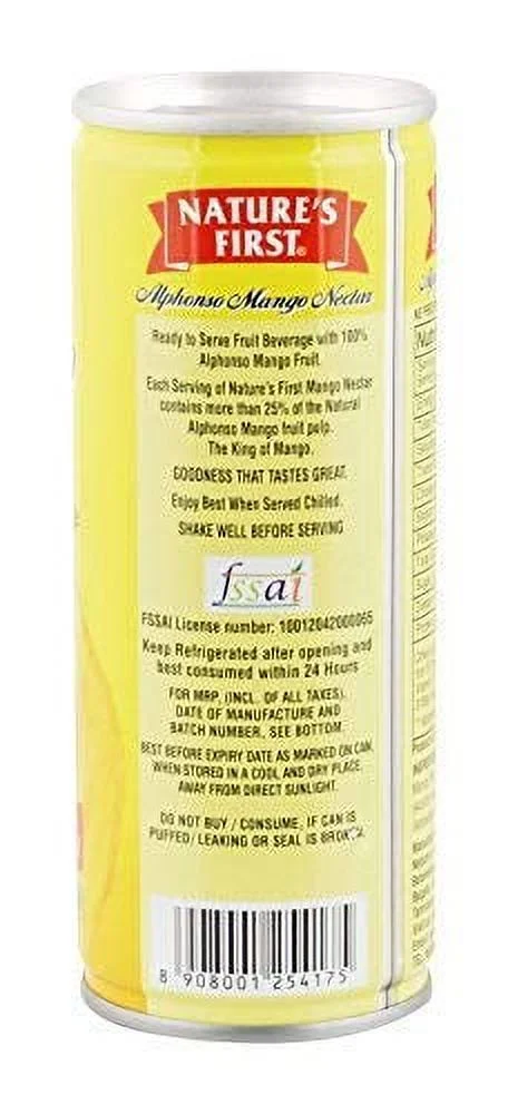 Nature's First Alphonso Mango Juice/ Nectar 240 ml (Pack of 6) with Organic Saffron