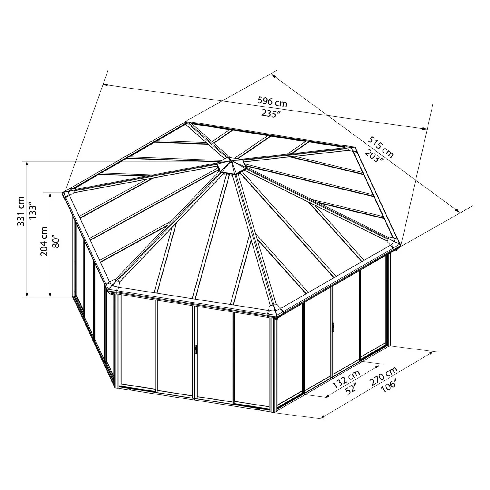 Palram - Canopia Garda 20' x 20' Polycarbonate/Aluminum Enclosed Gazebo - Gray/Bronze