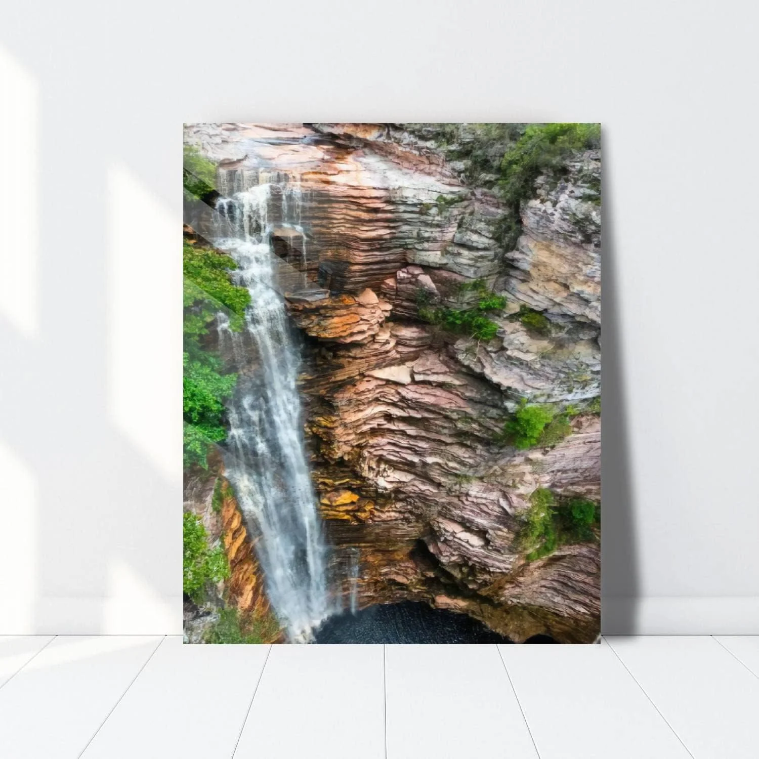 HelloGlass Tempered Glass Wall Art Decor Upper view of a waterfall Prints On Glass Paingting Picture Modern Artworks For Living Room Bedroom Office 12x8inch