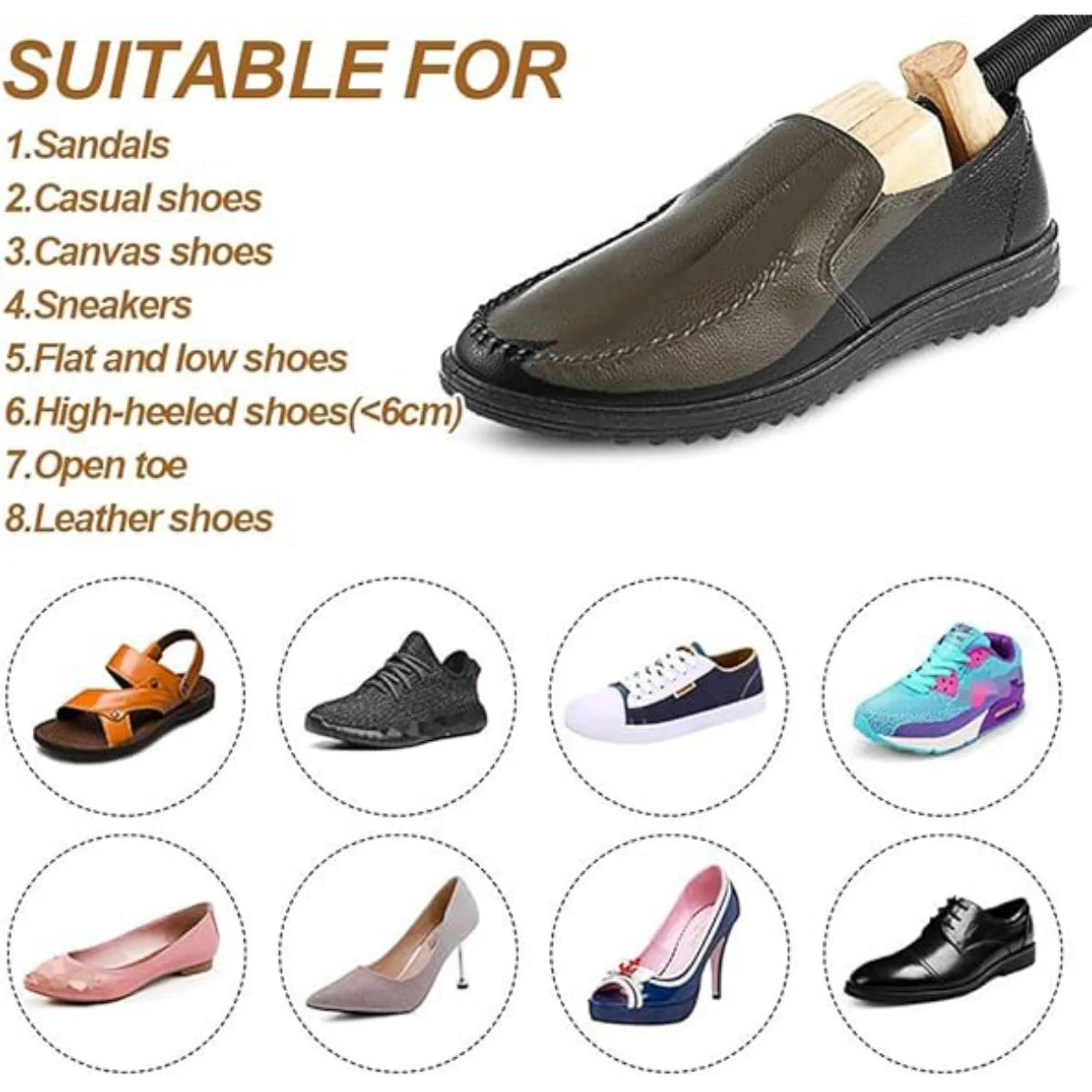 LUVCMFT 2 Pack Shoe Stretcher Women, 2 Way Shoe Trees, Stretches Length & Width, Women and Men's Shoe Widener, Wooden Shoe Expander S