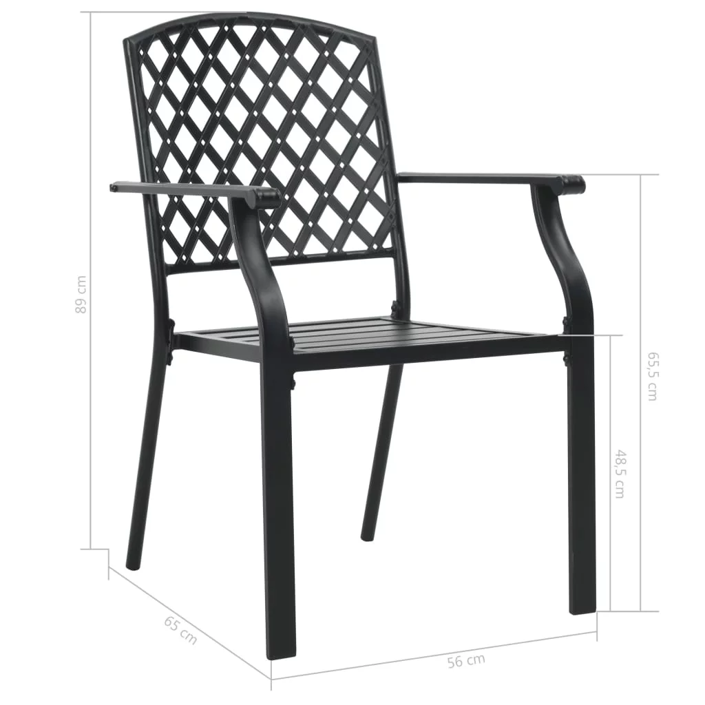 OWSOO Stackable  Chairs 2 pcs Steel Black