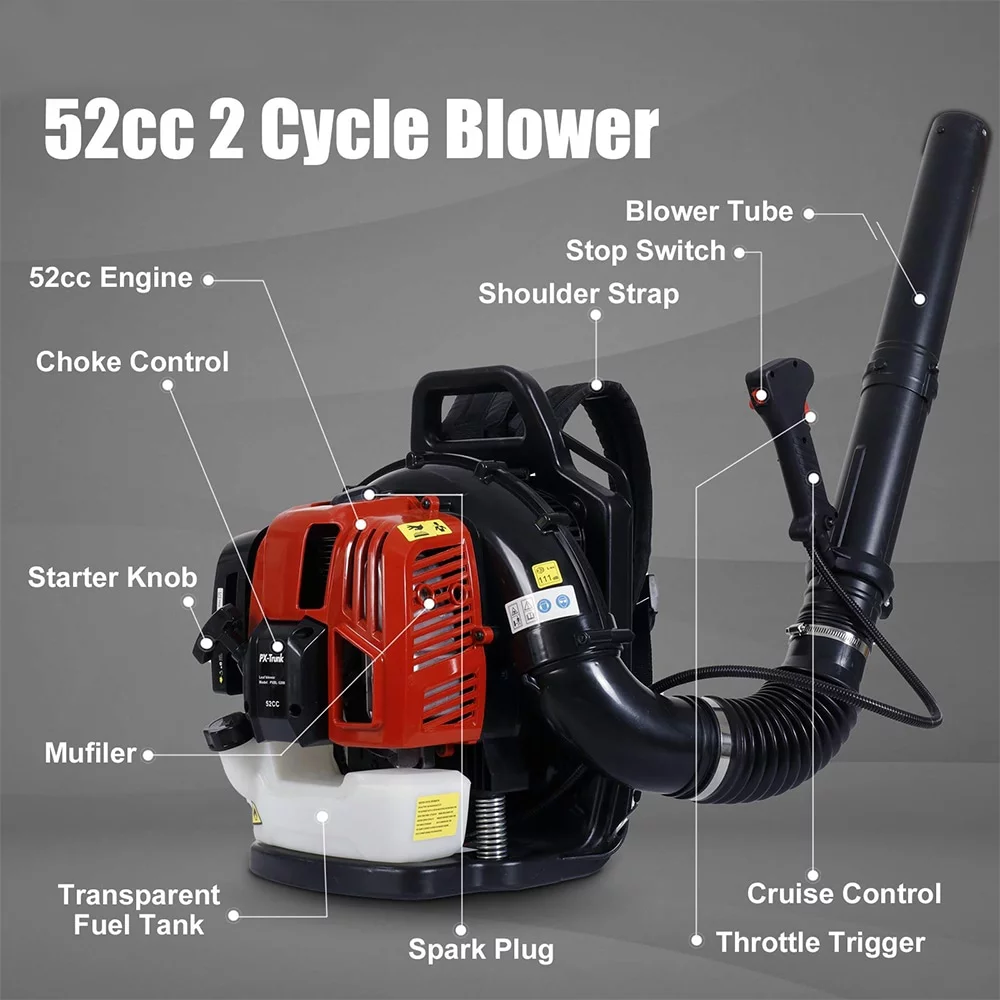 Gas Leaf Blower 52cc-2 Cycle with extension tube Backpack Blower - 68.5
