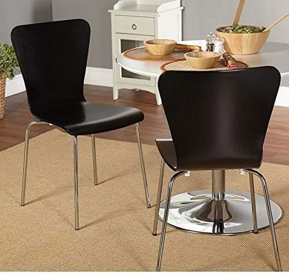 HBLUKDL Simple Living Pisa Bentwood Stackable Dining Kitchen Chairs () (black)