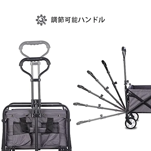 WHITSUNDAY Collapsible Folding Garden Outdoor Park Utility Wagon Picnic Camping Cart 5“ Solid Rubber Wheels (Grey, M-Foldable)