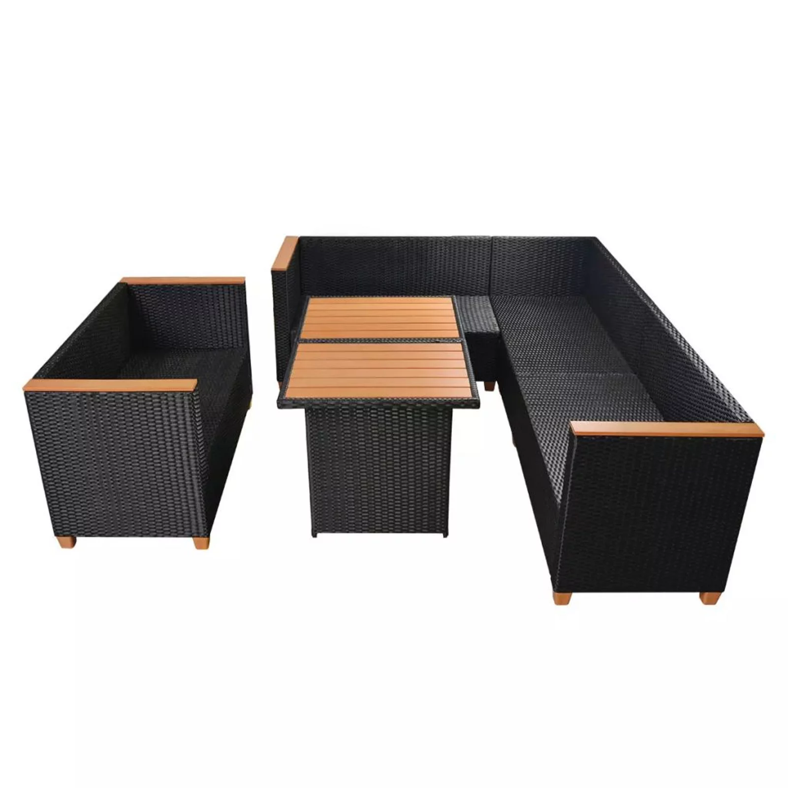Suzicca 5 Piece Patio Set with Cushions Poly Rattan Black