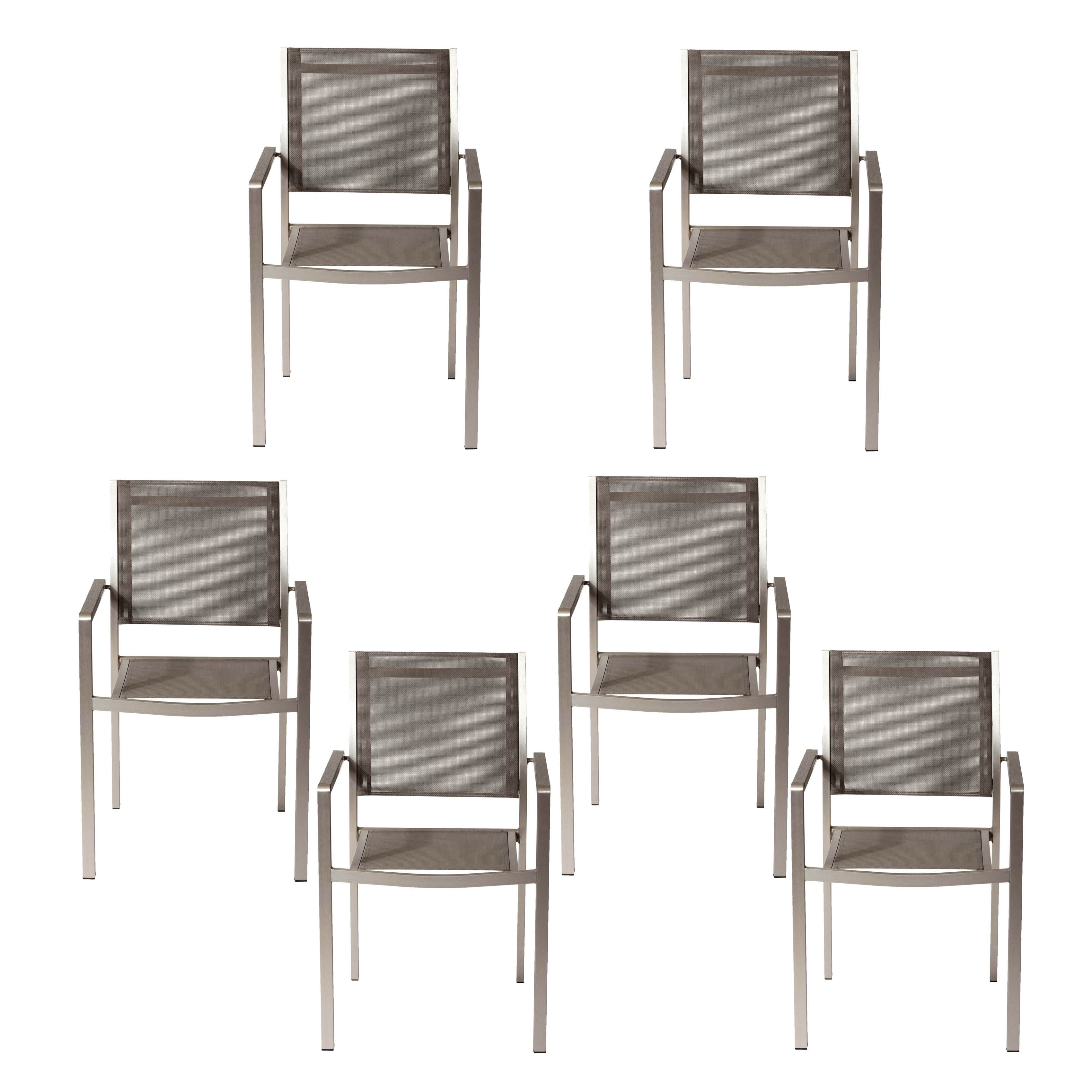 Pangea Home David Mesh/ Aluminum Outdoor Dining Chairs (Set of 6) Multi