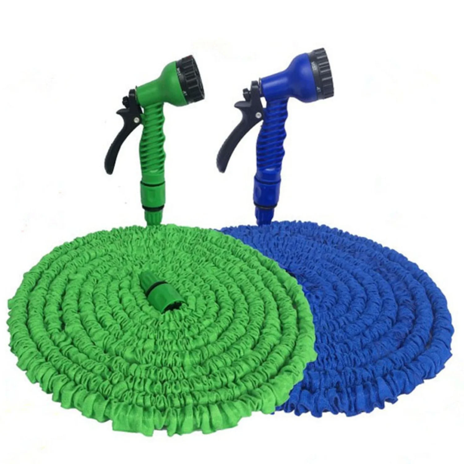 Expandable Hot Flexible Magic Garden Hose Reels Tube  Blue Green 25-50FT - Connect and Water Your Car with Ease!