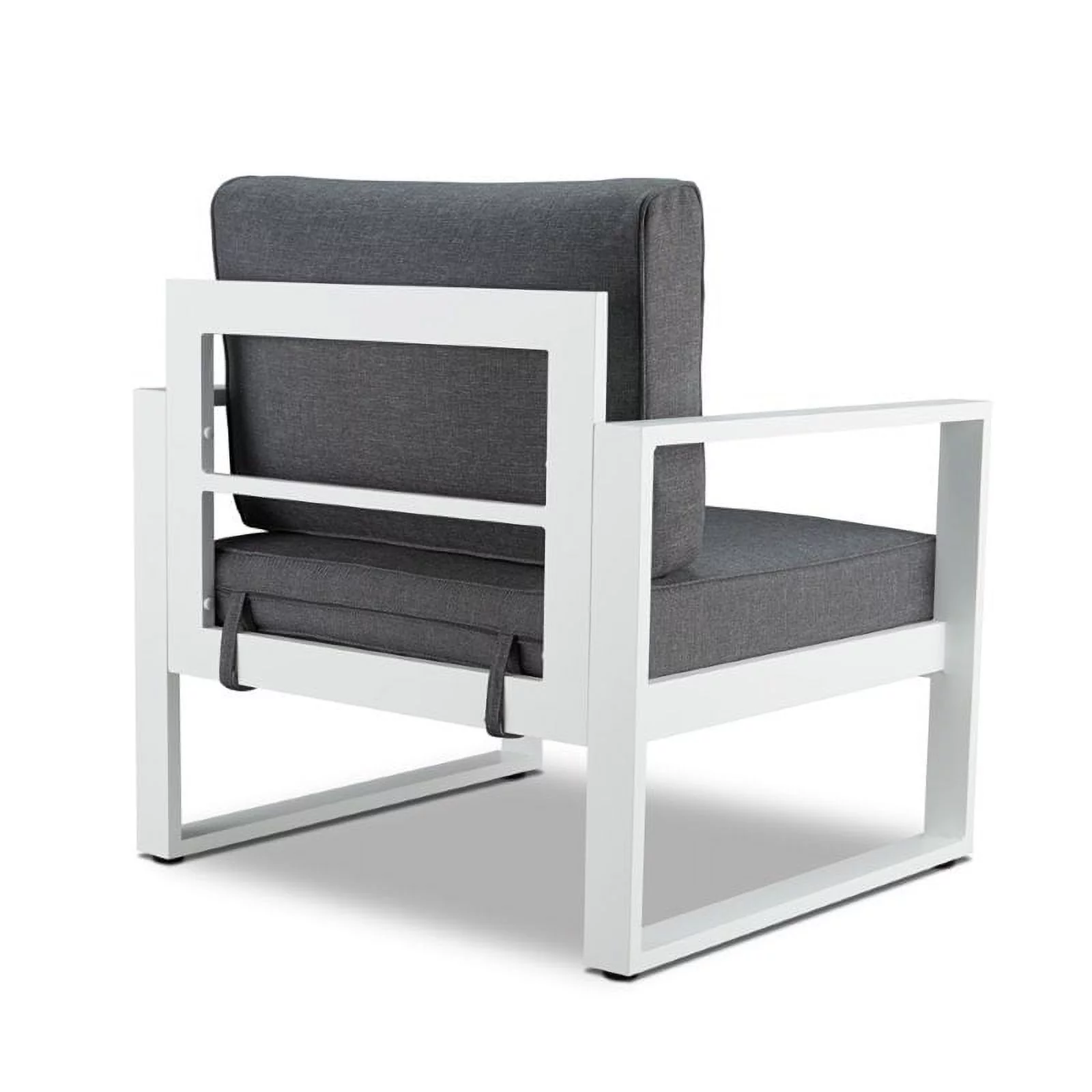 Home Square 3 Piece Patio Garden Set with Bench and 2 Patio Chairs in Gray/White