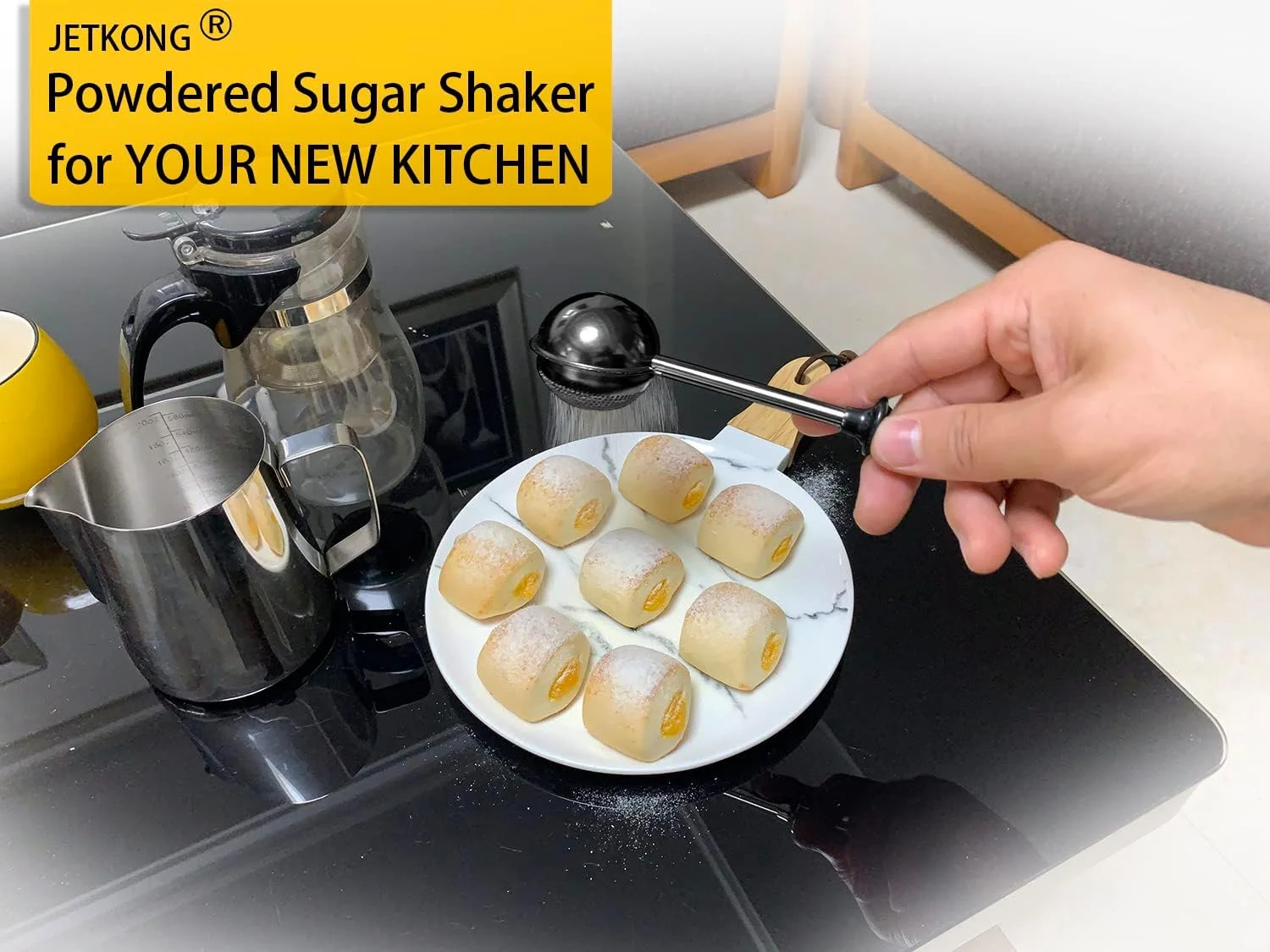 Lsvgoe Baker's Dusting Wand for Sugar, Flour and Spices, Stainless Steel Powdered Sugar Shaker Duster Sifter, Set of 2