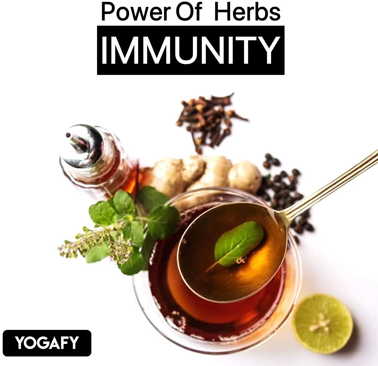 Yogafy - Ayush Kadha - 200 Gm || Immunity Building|| Best Relief From Cough And Cold, Sore Throat & Congestion - Whole Spices And Tulsi Leaves | Food Grade Pet Jar Pack | Pack Of 2