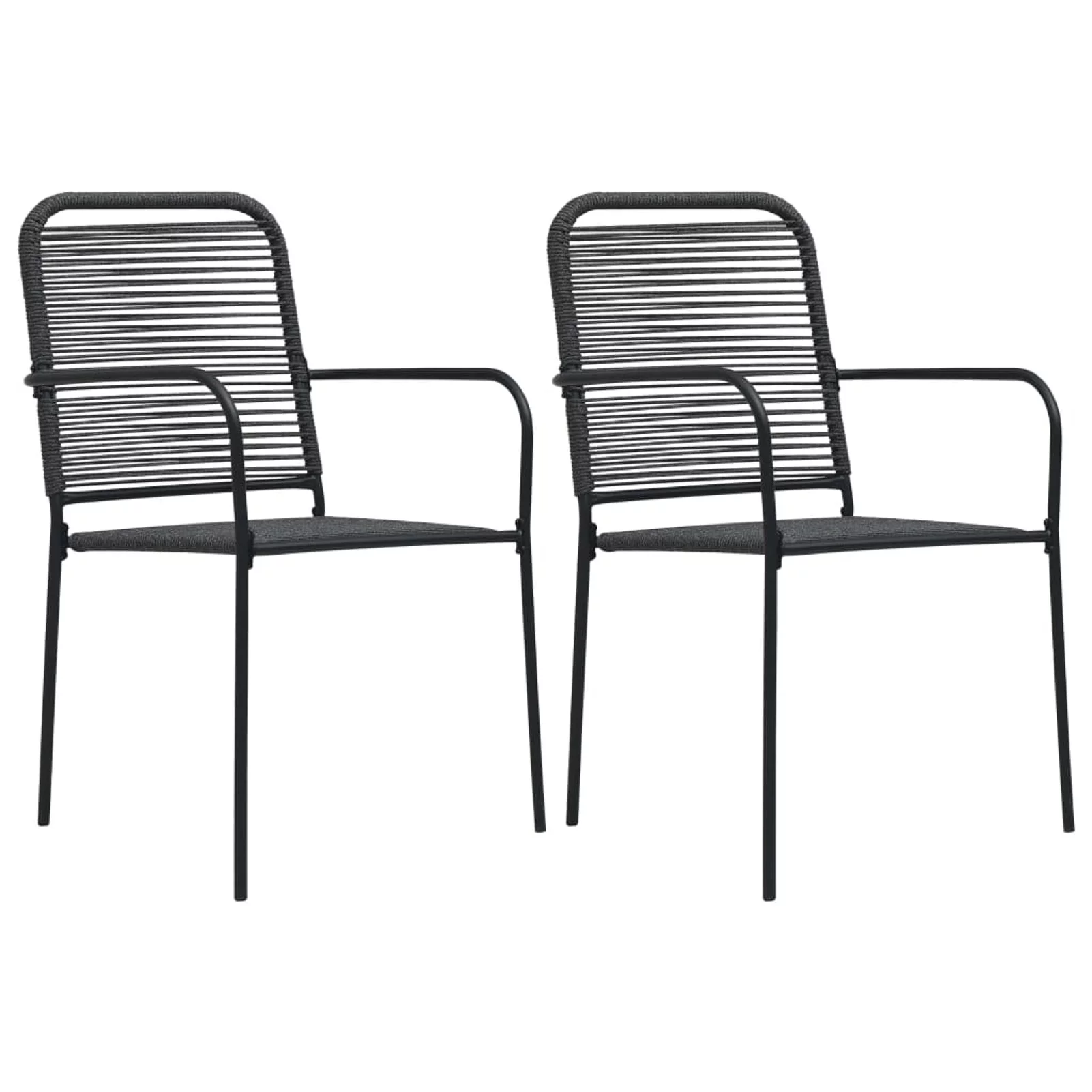 OWSOO Garden Chairs 2 pcs Cotton Rope and Steel Black