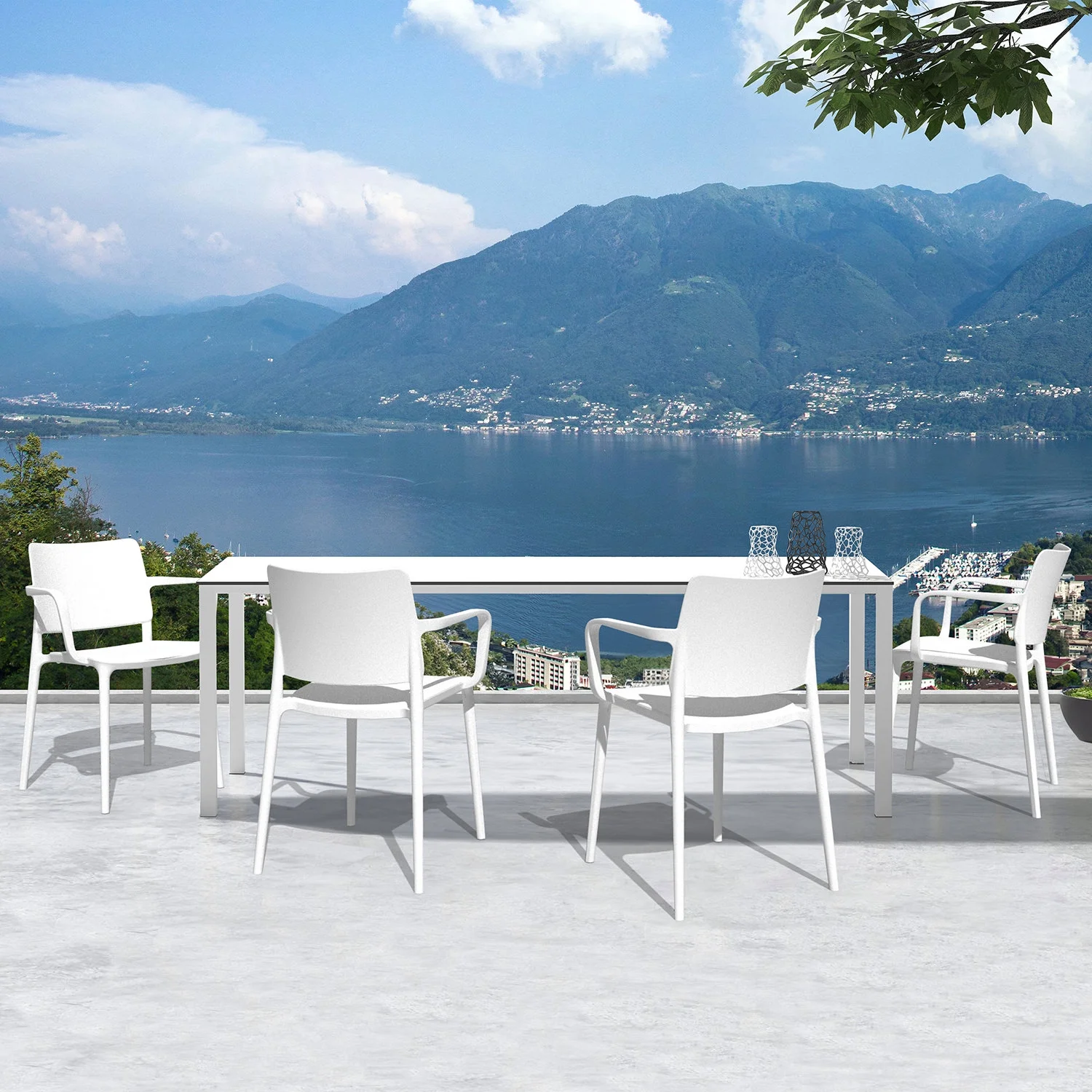 WRGHOME Garden Modern Outdoor/Indoor Plastic Resin Stacking Patio Dining Chairs (Set of 2) - WHITE