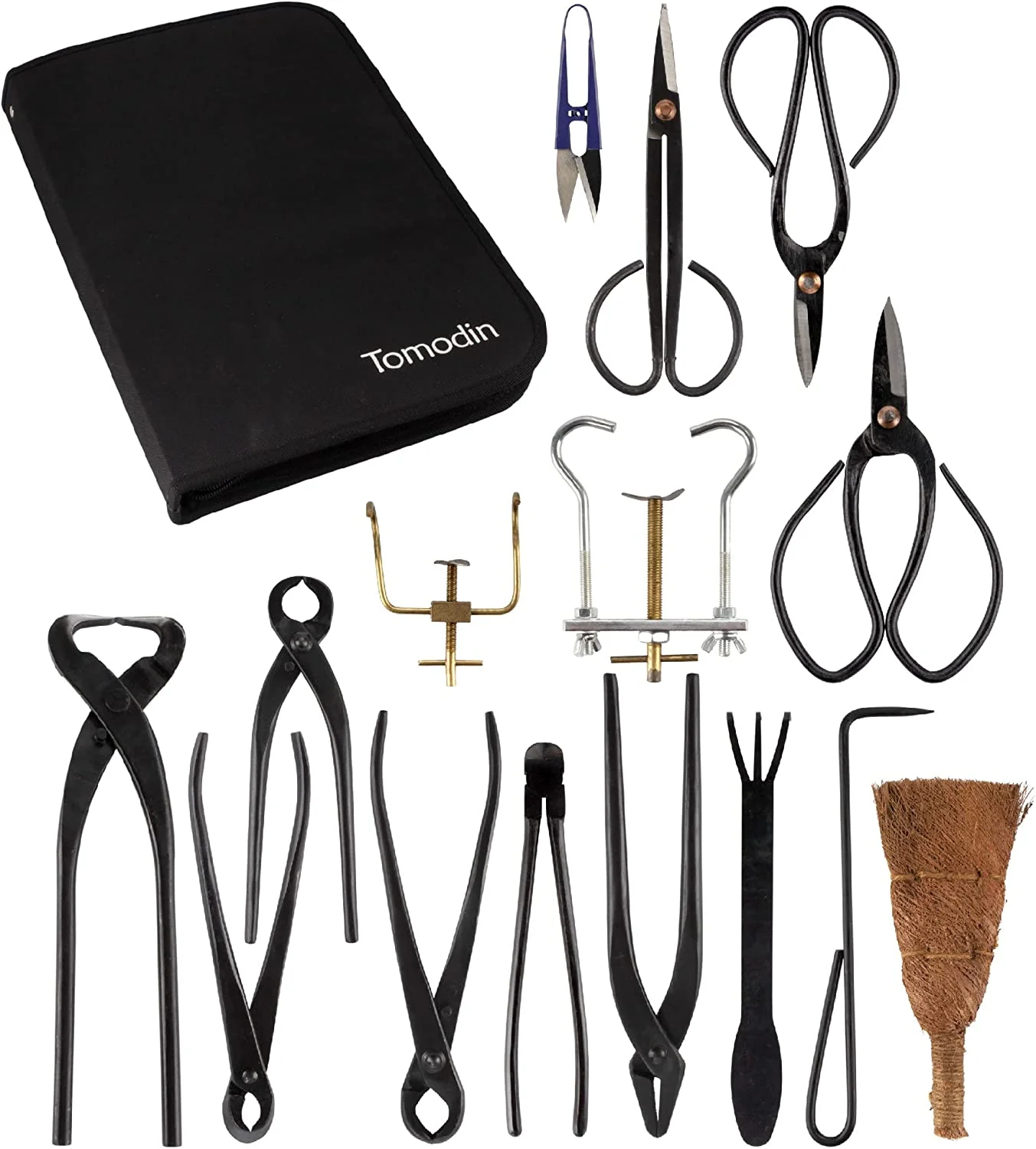 15 Piece Bonsai Master Tools Set with Case, Shears, Concave Cutter, Cutter, Wire Cutter, Bonsai Trimming, Branch Bending, Beginner Friendly - 1 Set
