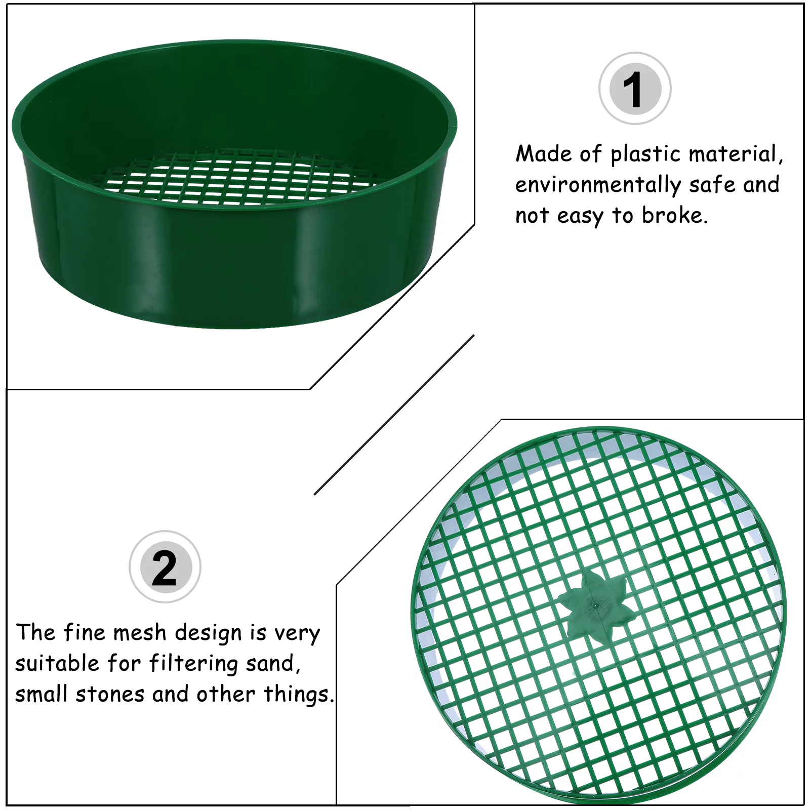 NUOLUX  Soil Beach Sifter Sieve Sand Pan Garden Screen Riddle Gardening Classifying Classifier Classifier Mesh Straine Toy
