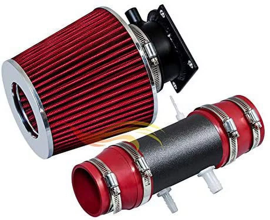 RW SERIES - MATTE BLACK PIPE RED - SHORT RAM INTAKE Compatible For 91-95 NISSAN Pathfinder/Pickup 3.0L V6 XE SE