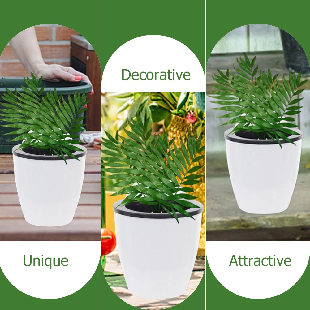 Plastic Flower Container Hanging Pots Flowerpot Large Plant Self Watering Planter Household White 6 Sets