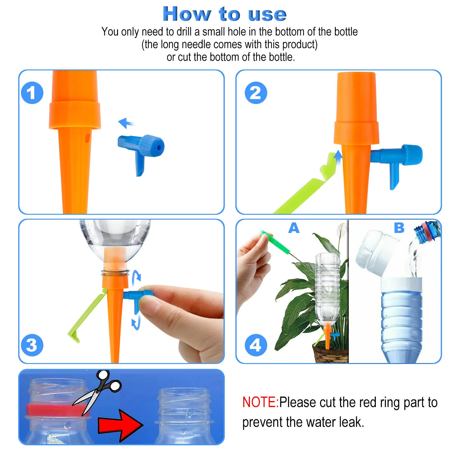 12/24/48 PCS Automatic Self Watering Spikes Plants Water Drip Irrigation System