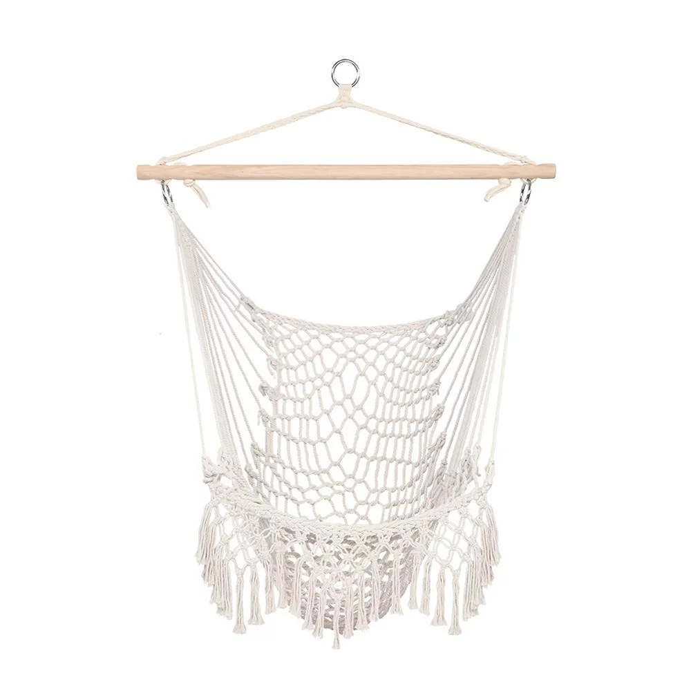 UBesGoo Cotton Rope Hammock Chair Sling With Tassel Beige