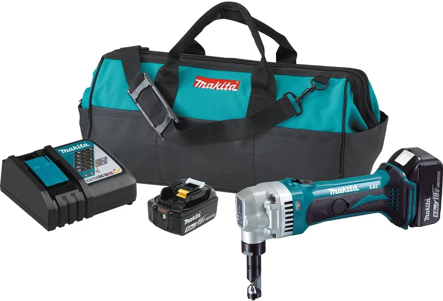 Makita XNJ01T 18V LXT Lithium-Ion Cordless 16 Gauge Nibbler Kit 5.0Ah,