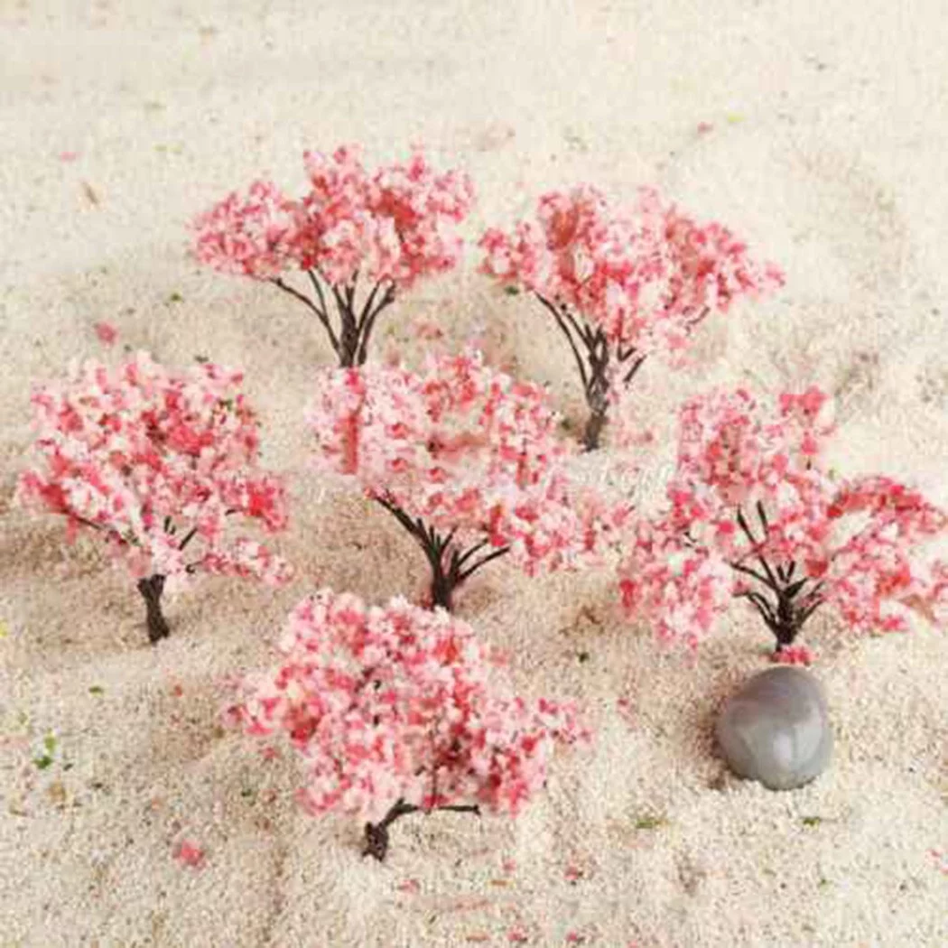 40pcs 65mm Blossom Cherry Model Trees Railroad Layout Scene HO OO Scale
