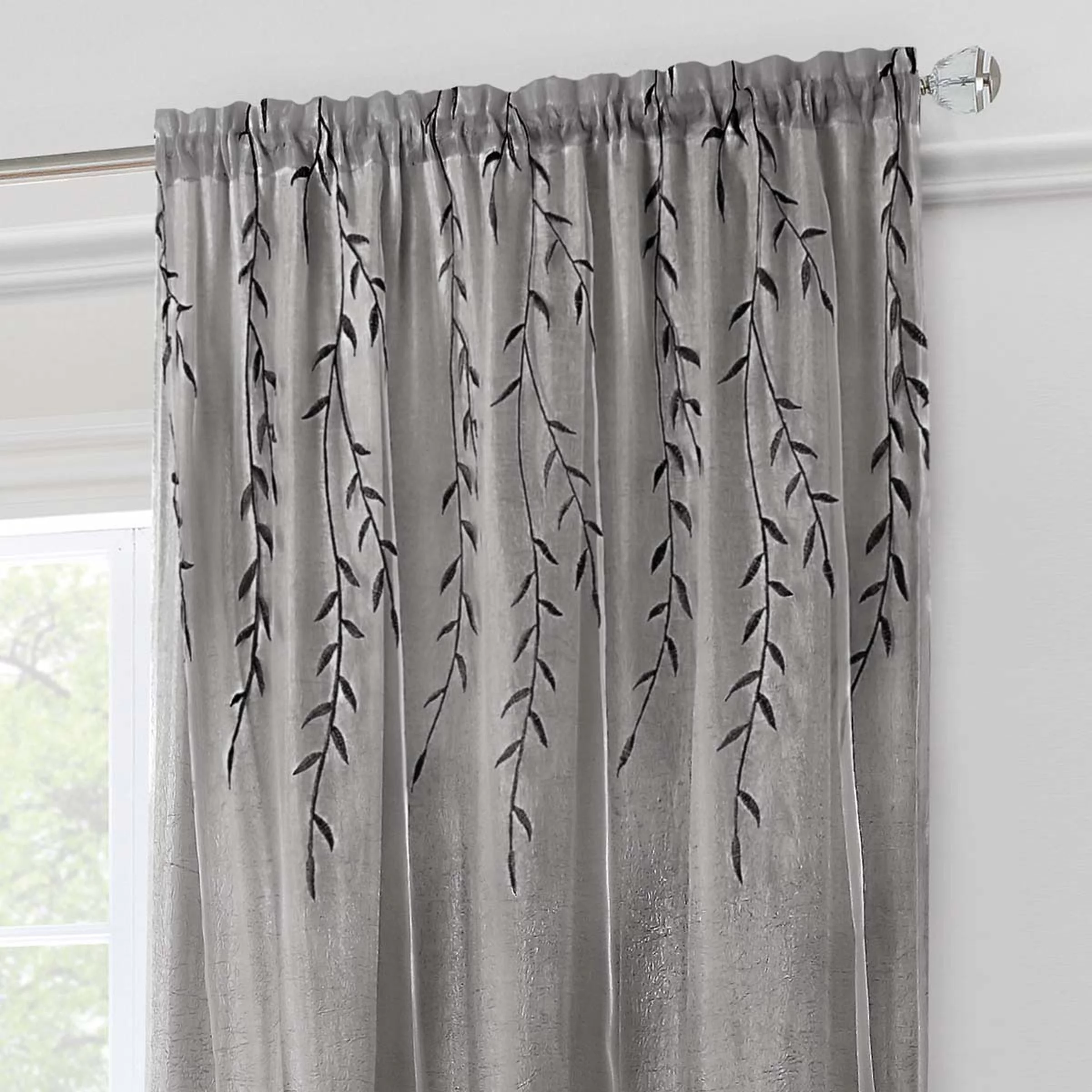 Traditional Elegance Willow Rod Pocket Window Curtain Panel - 42x63 - Grey