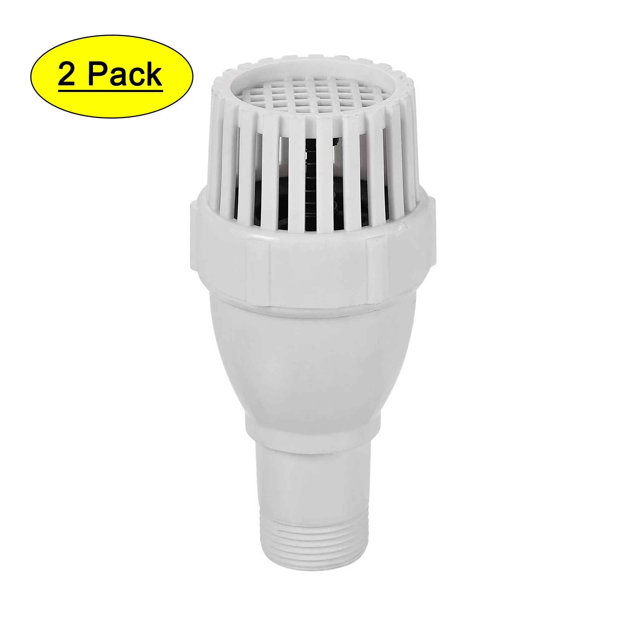 Foot Valve, G3/4 Thread Filter Strainer Check Valve for Home Garden Water Well Pump Pool, PVC White 2Pcs