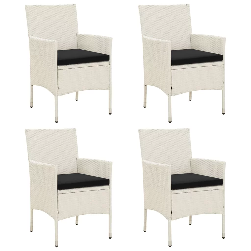 Irfora Patio Chairs with Cushions 4 pcs Poly Rattan White
