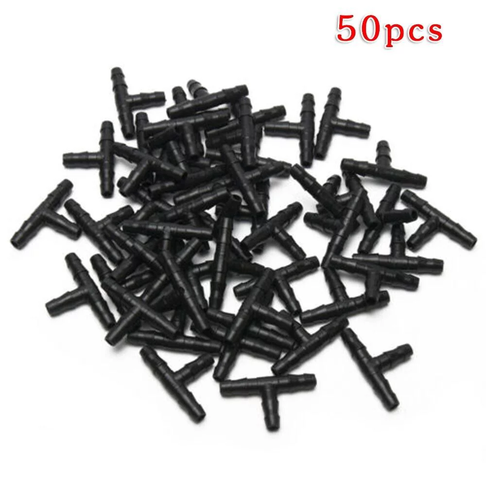 Tee Connector Plastic Black ​drip Sprinkler Watering Irrigation system