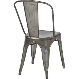 OSP Home Furnishings Bristow Armless Chair, Matte Galvanized Finish, 4 Pack