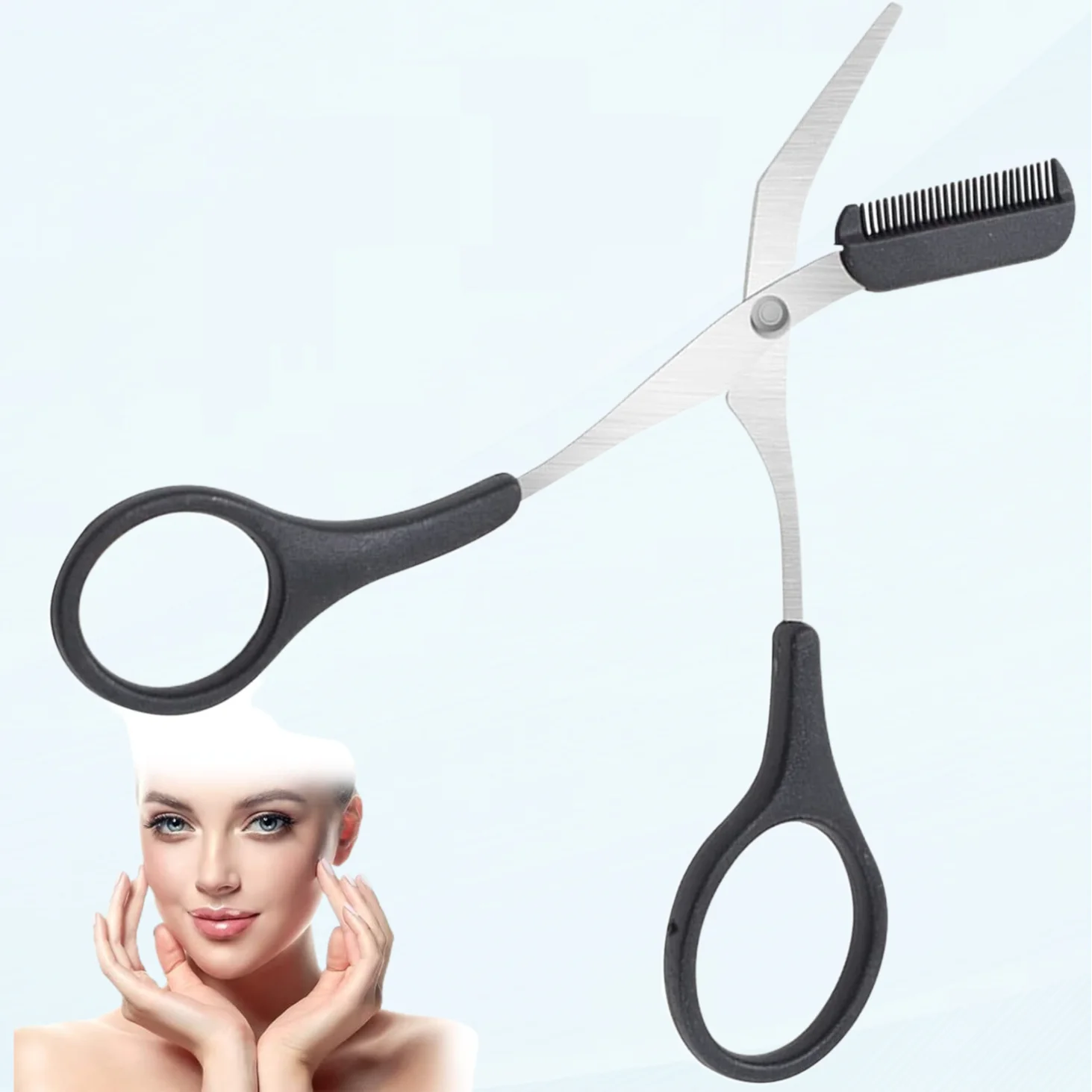 1pcs Professional Eyebrow Comb Scissors,Eyebrow Trimmer Scissors with Mini Comb,Stainless Steel Precision Eyebrow Scissors Eyebrow Trimming Tool Small Eyebrow Grooming Beauty Tool for Men Women