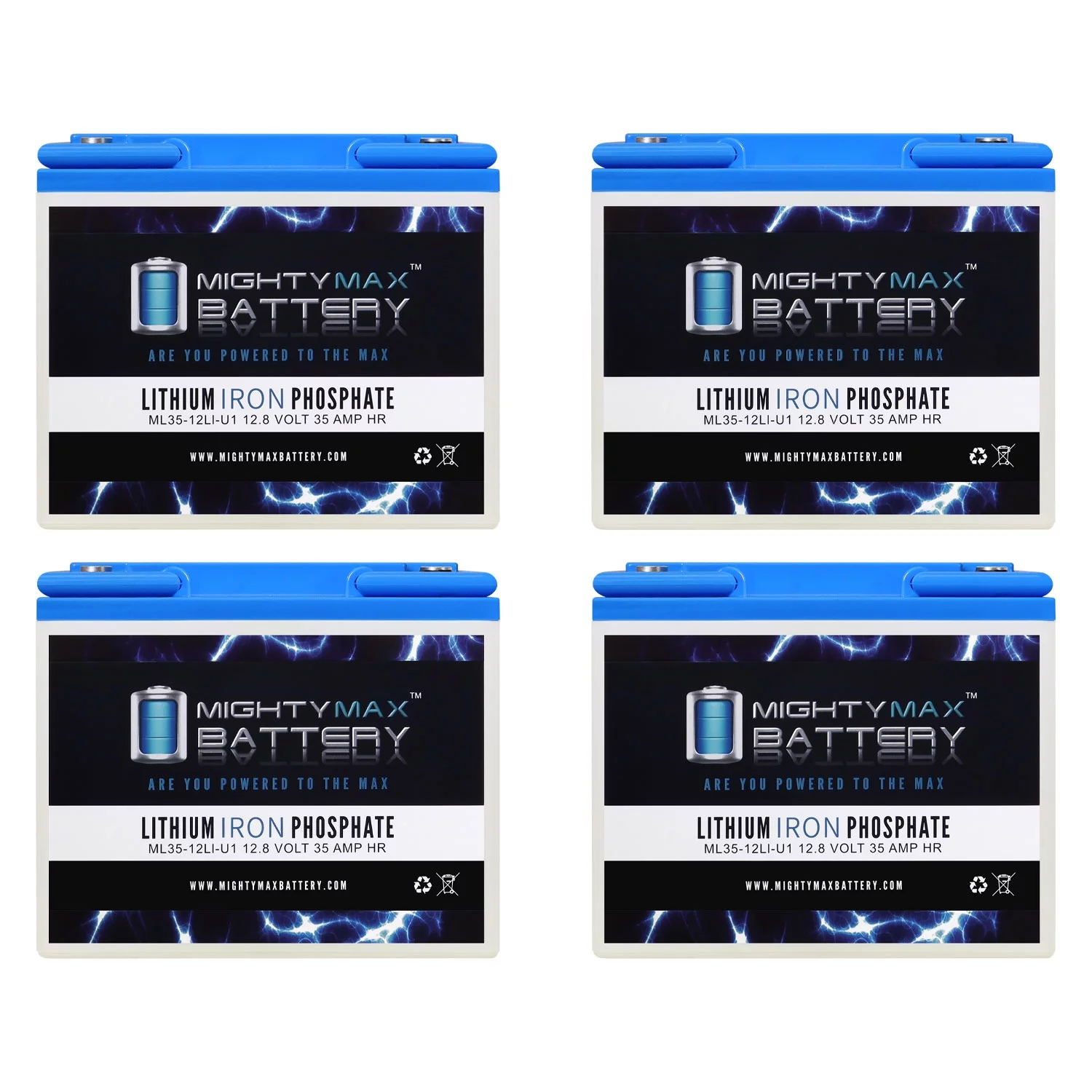 12V 35AH U1 Lithium Replacement Battery compatible with Toro Titan ZX5020 Mower - 4 Pack
