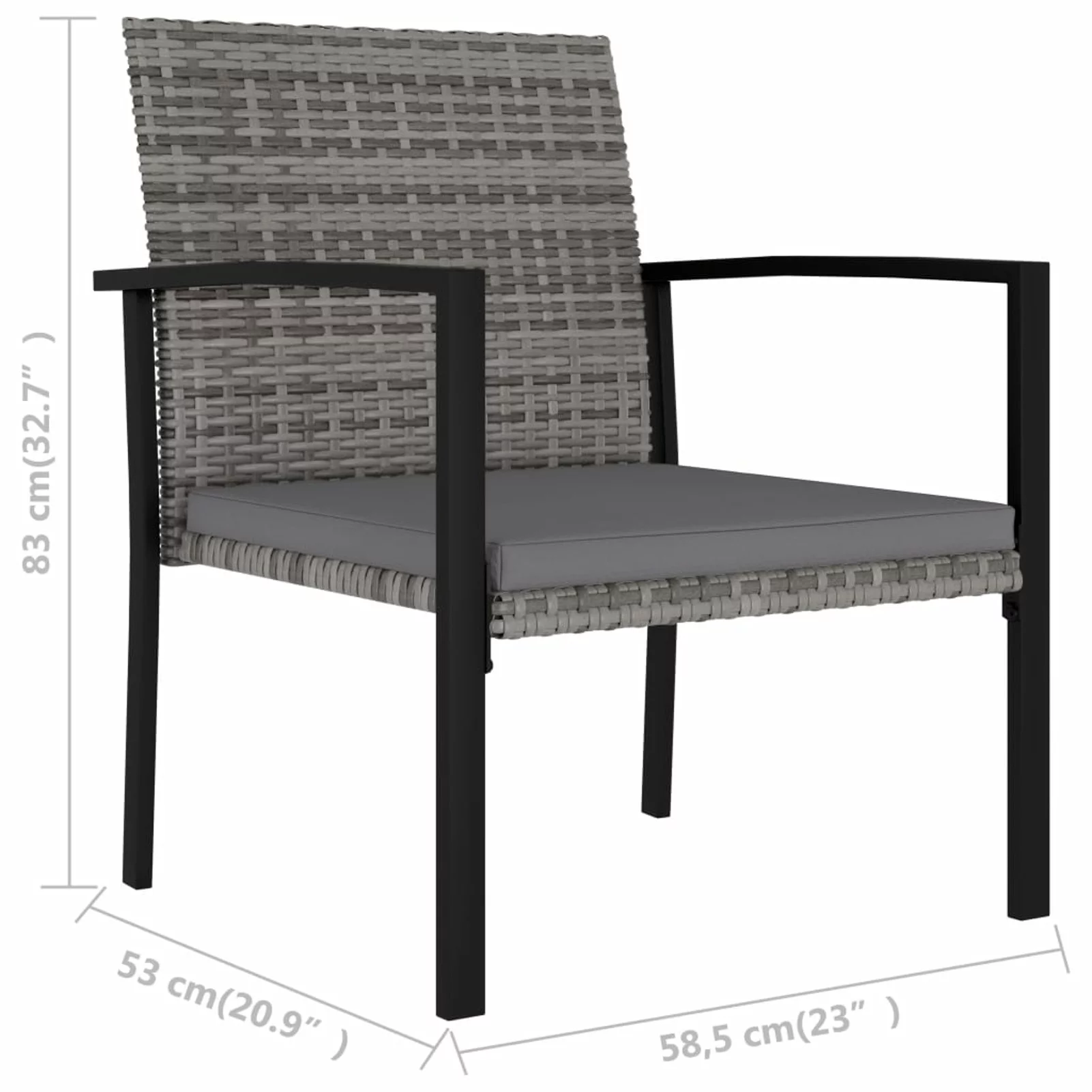 Garden Dining Chairs 2 pcs Poly Rattan Gray