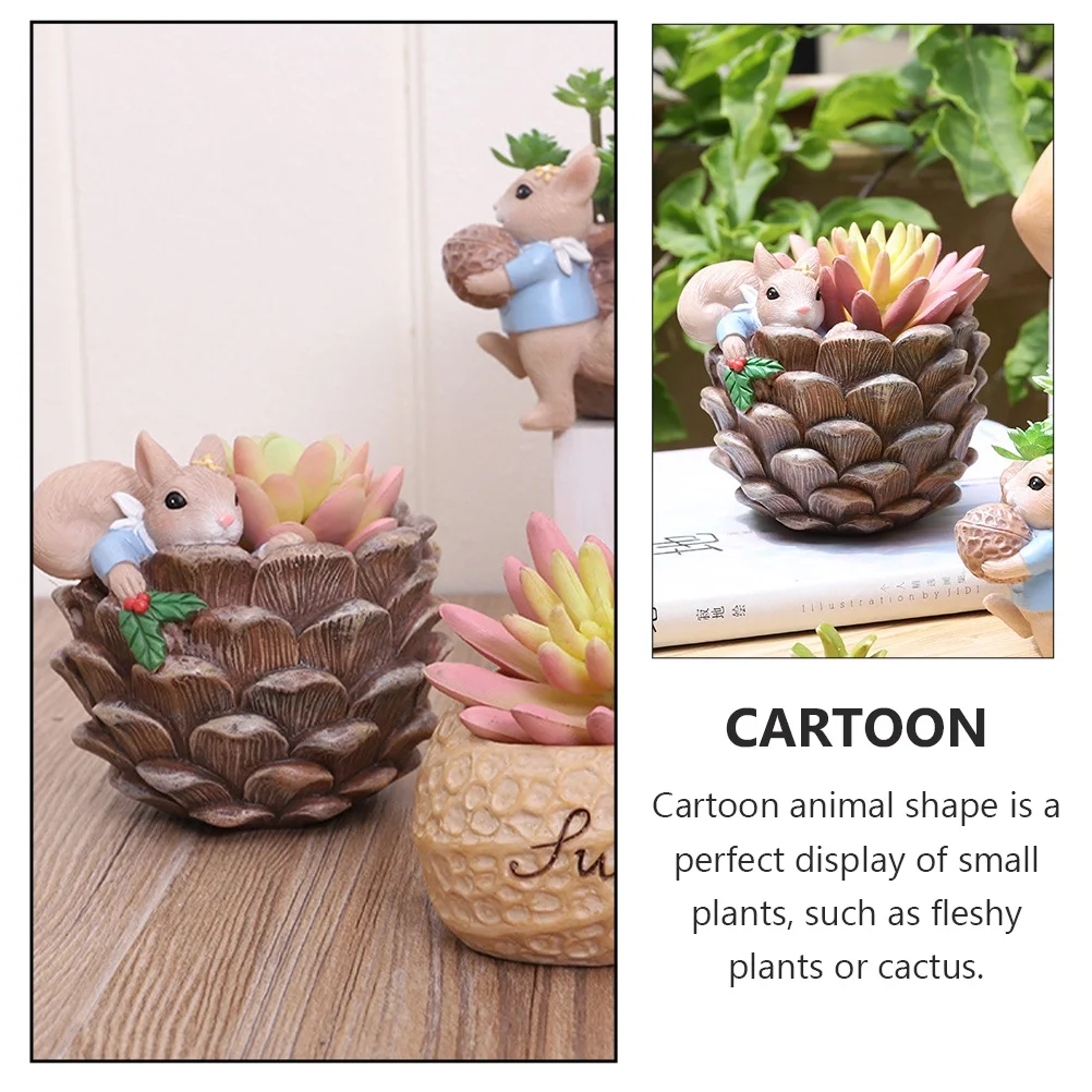 Guichaokj Squirrel Succulent Flower Pot Plant Pot Garden Resin Micro Landscape Flower Pot