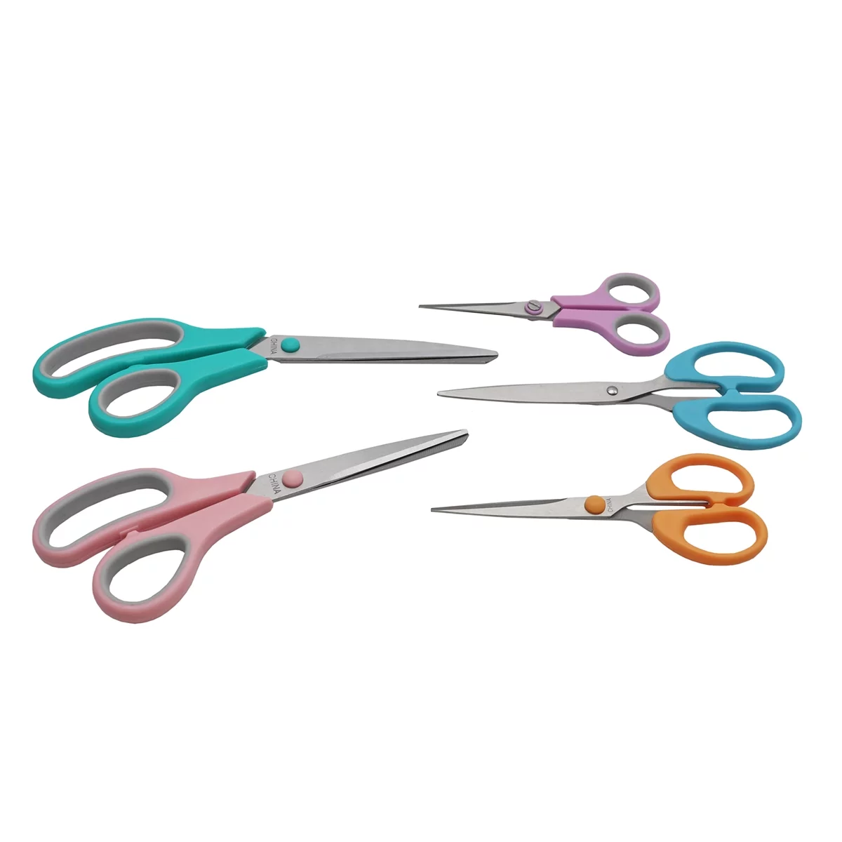 Grip 5 pc Heavy Duty Scissors Set - Multiple Sizes for Paper, Mesh, Plants, Rope, Fabric, Plastics - Stainless Steel Blades