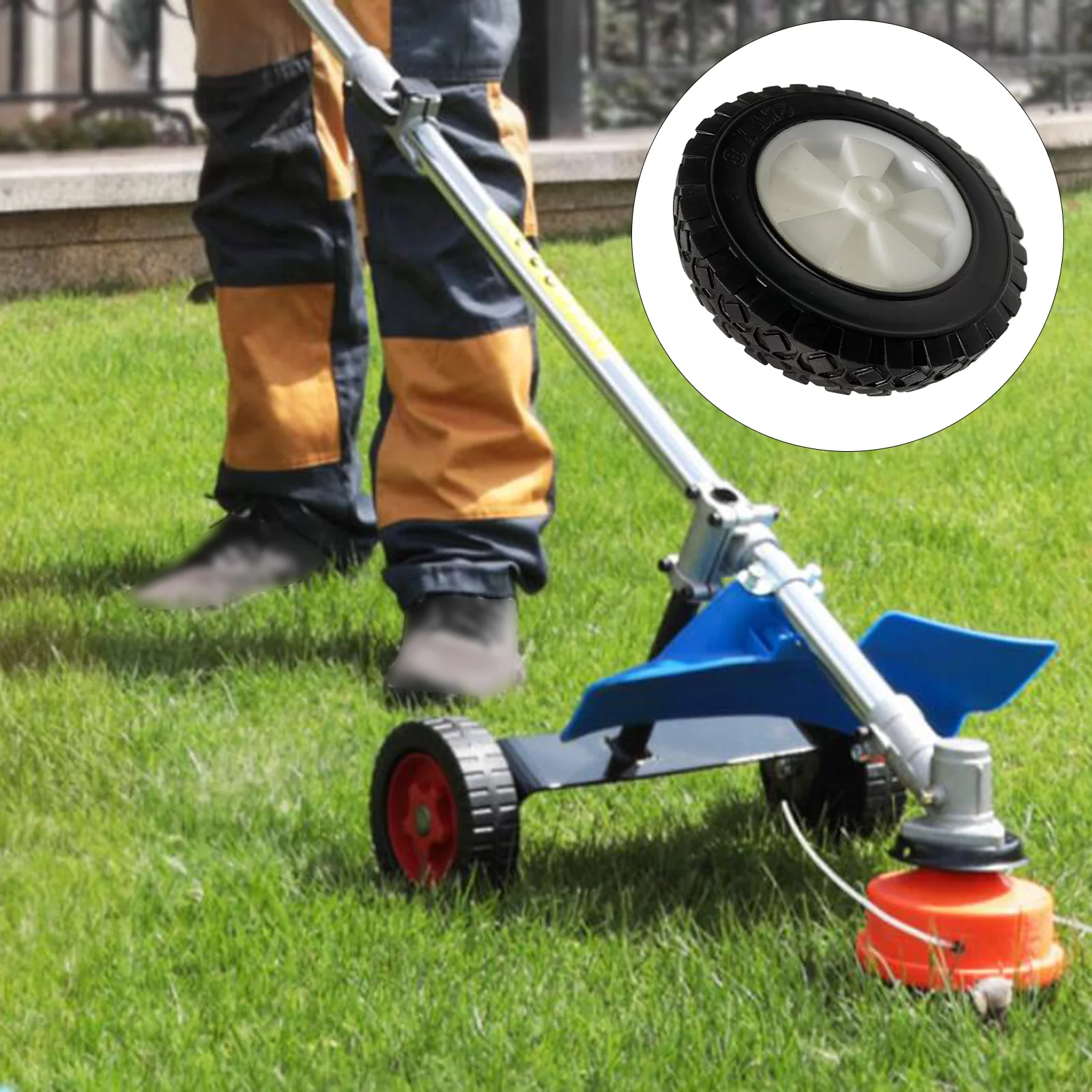 Outdoor Camping Tool Wheels Mower Wheels ，Collapsible Wagon Replacement Wheel, Rubber Tire Wheelbarrow Tire Portable Solid for Outdoor Camping Trolley Wheel-6-inch Diamond Pattern Single Wheel