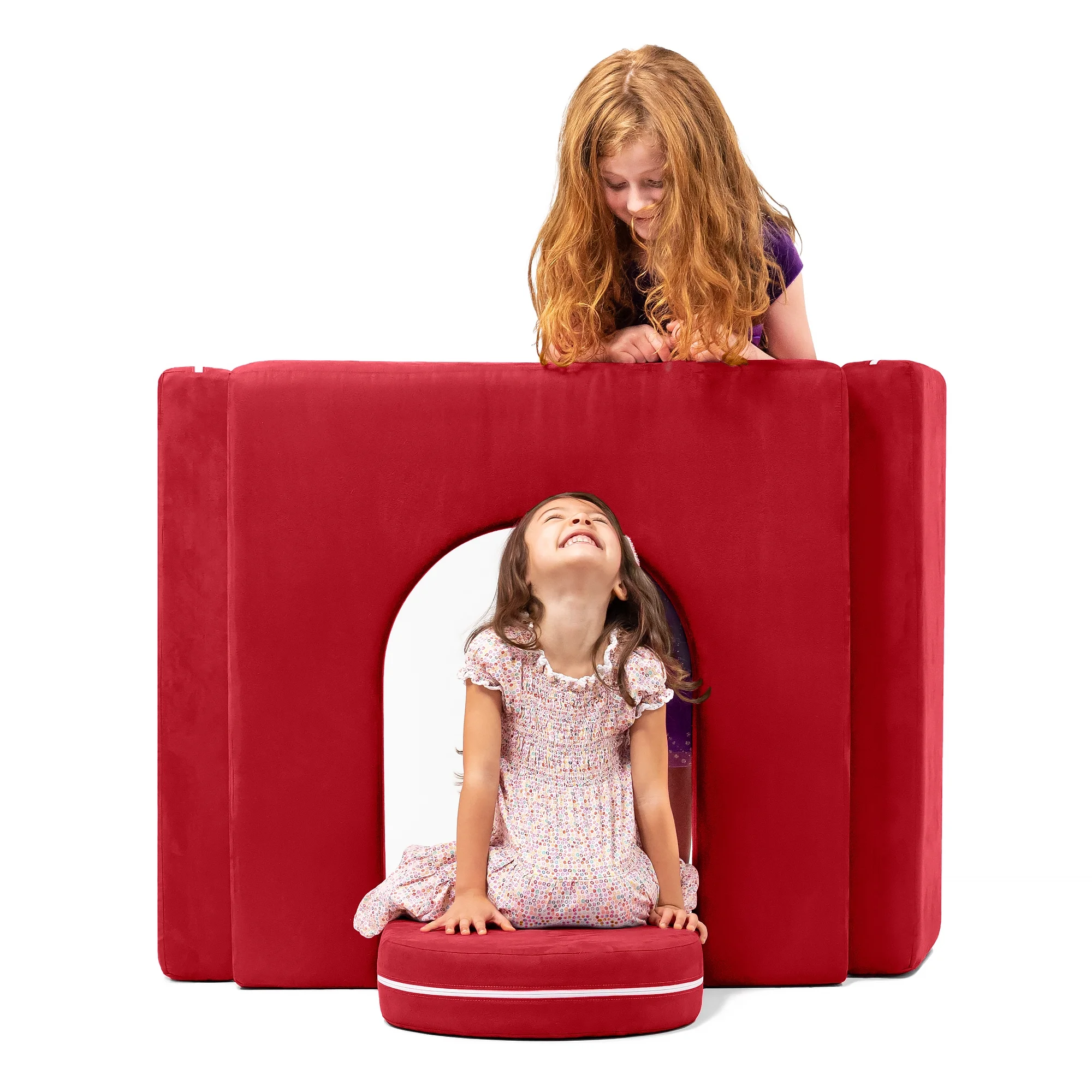 Jaxx Zipline Playscape Castle Gate - Playtime Furniture for Imaginative Kids, Cherry