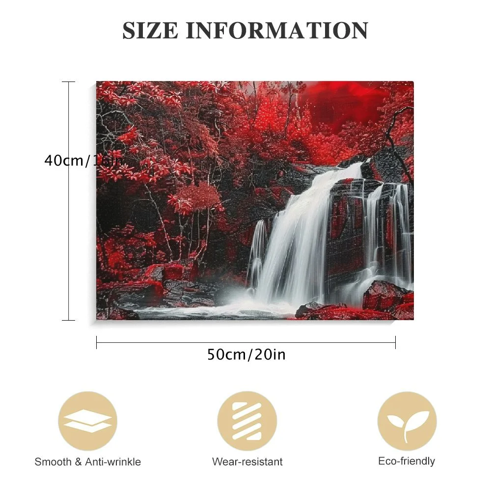 COMIO Forest Canvas Wall Art Red and Black Bathroom Wall Decor Fall Pictures Mountain Waterfall Landscape Poster Tropical Tree Painting Nature Scenery Artwork for Living Room Home Decorations