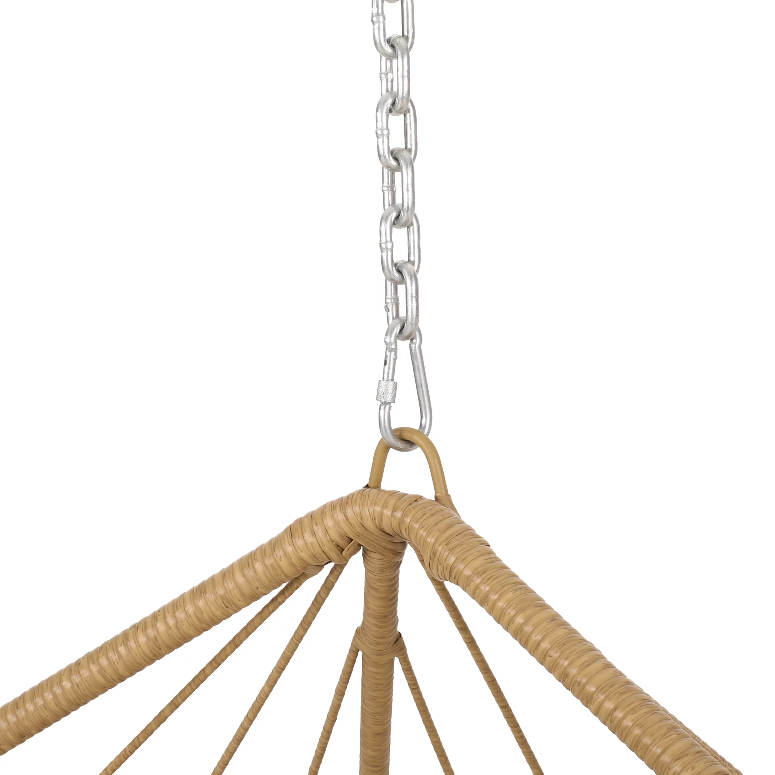 Noble House Ricketson Wicker Rattan Hanging Chair with Cushion - Light Brown/Tan