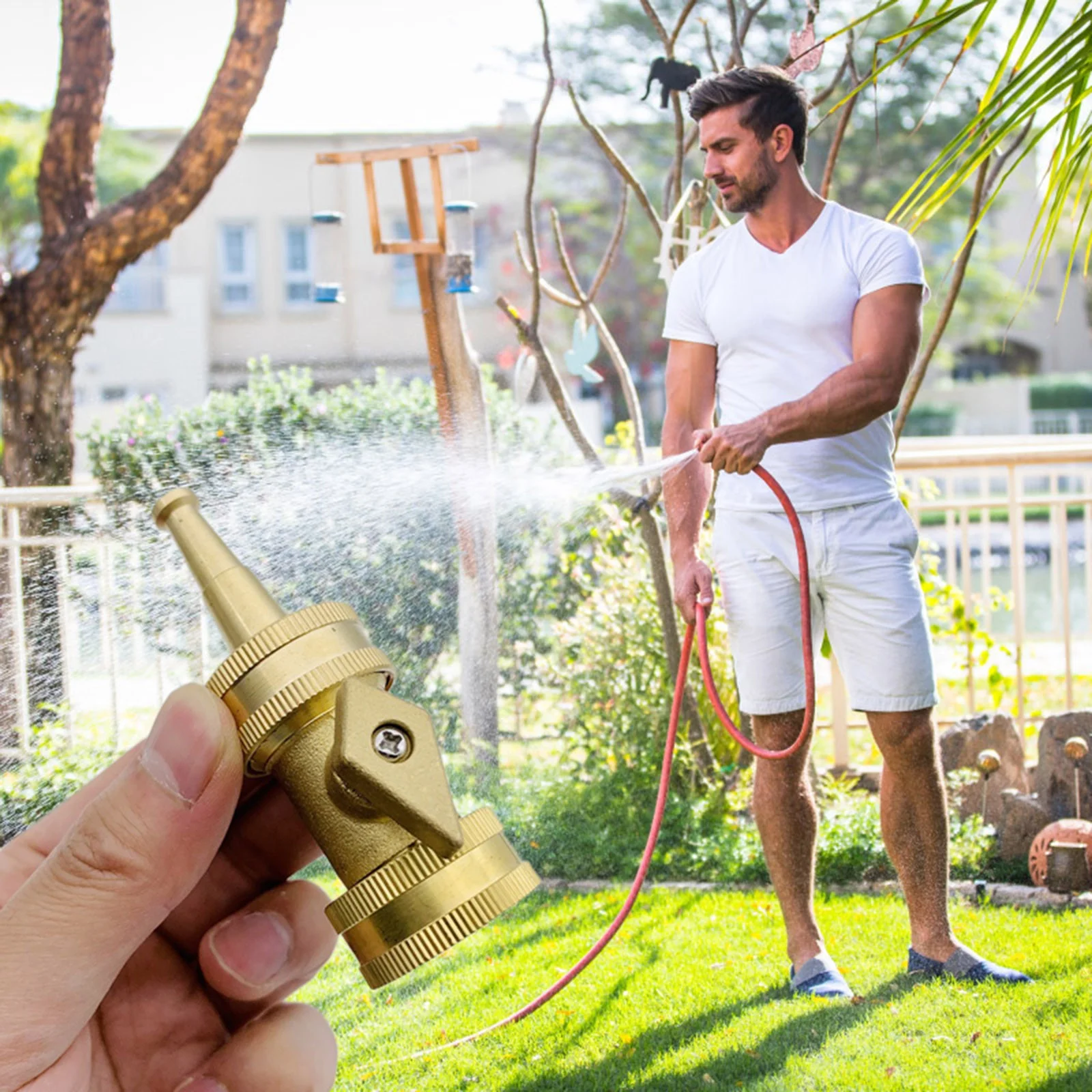 Garden Brass Nozzle Garden Hose Watering Irrigation Nozzle 2inch Small Spray Nozzle Garden Sprinkler System