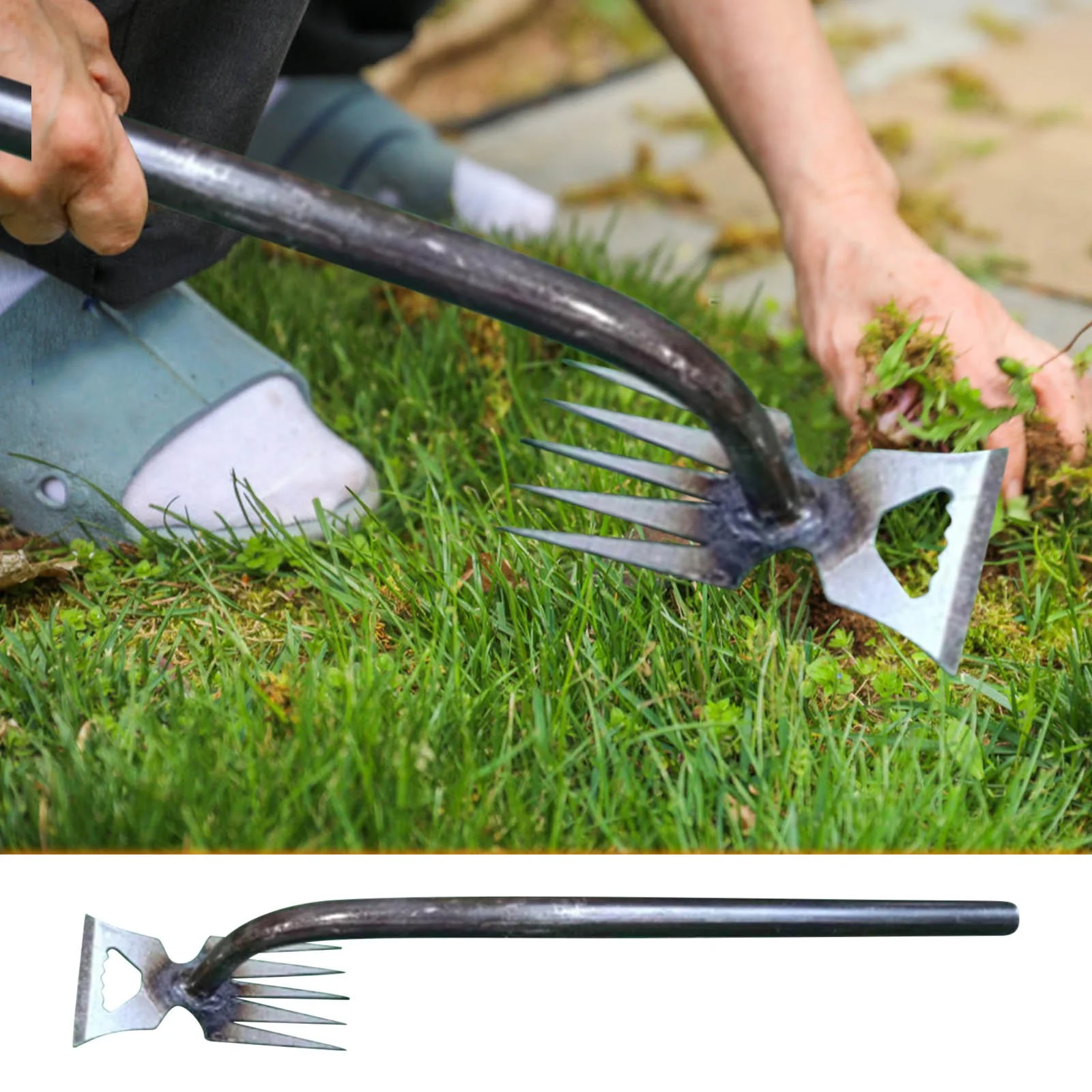 Garden Art Weeding Tool, 5/6/11 Teeth with Hook Manganese Steel Weed Puller Planting Flower Weeder, Household Small Shovel Vegetable Shovel Grass Device Weed Pulling Tool