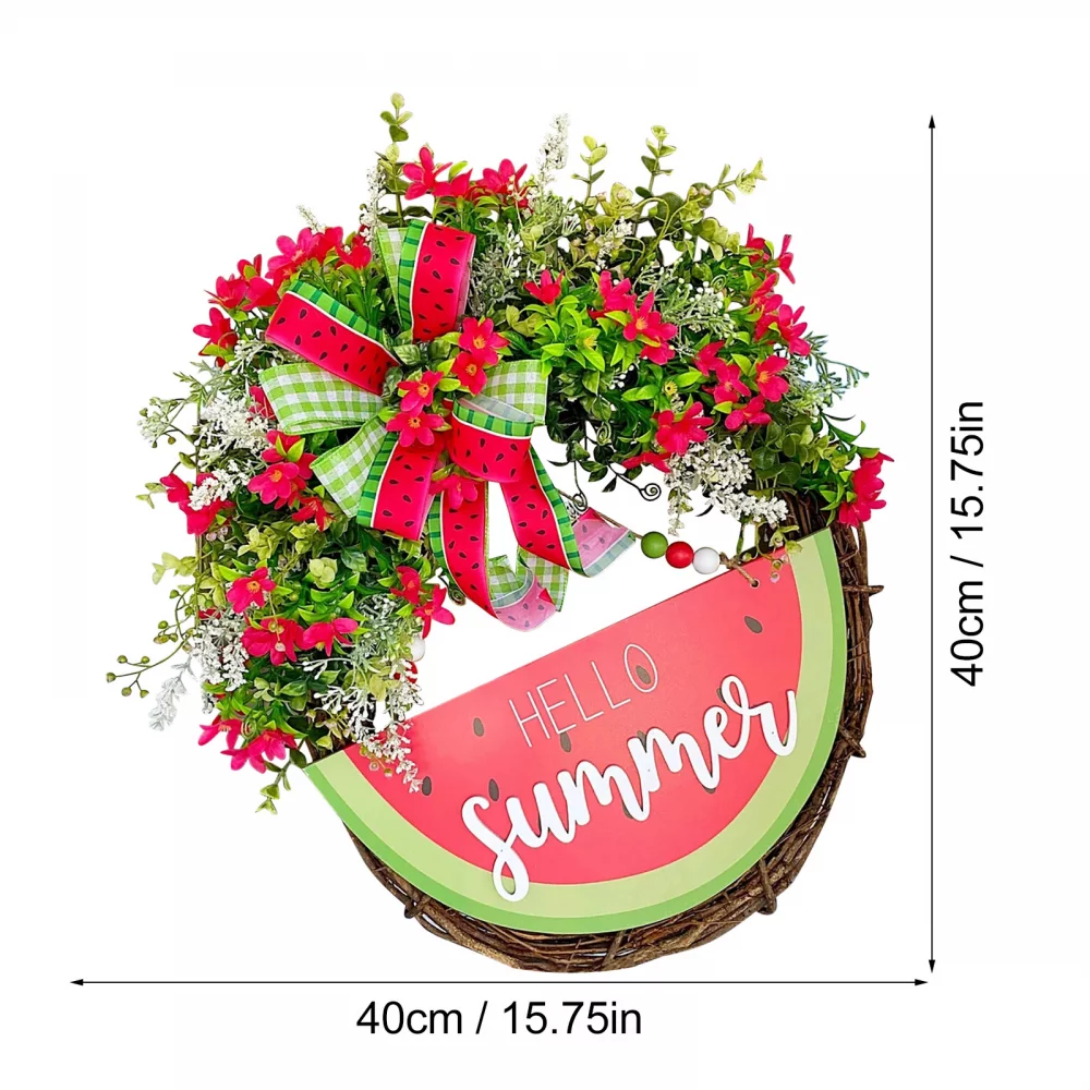 Artificial Wreath 16inch Watermelon Pastoral Dead Branch Rattan Circle Festive Indoor Outdoor Window Fireplace Decoration