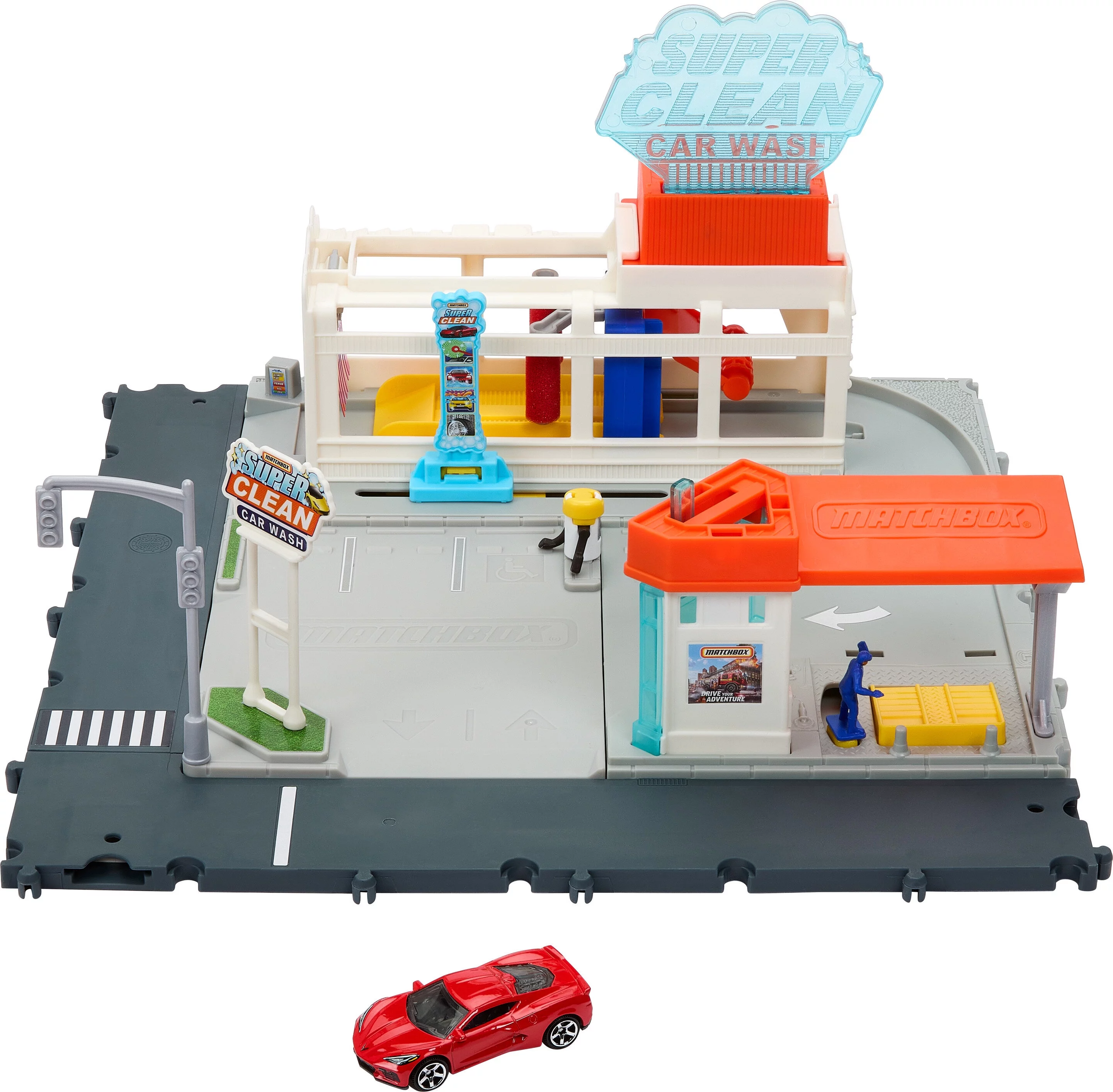 Matchbox Cars Playsets, Super Clean Carwash with 1 Matchbox Car