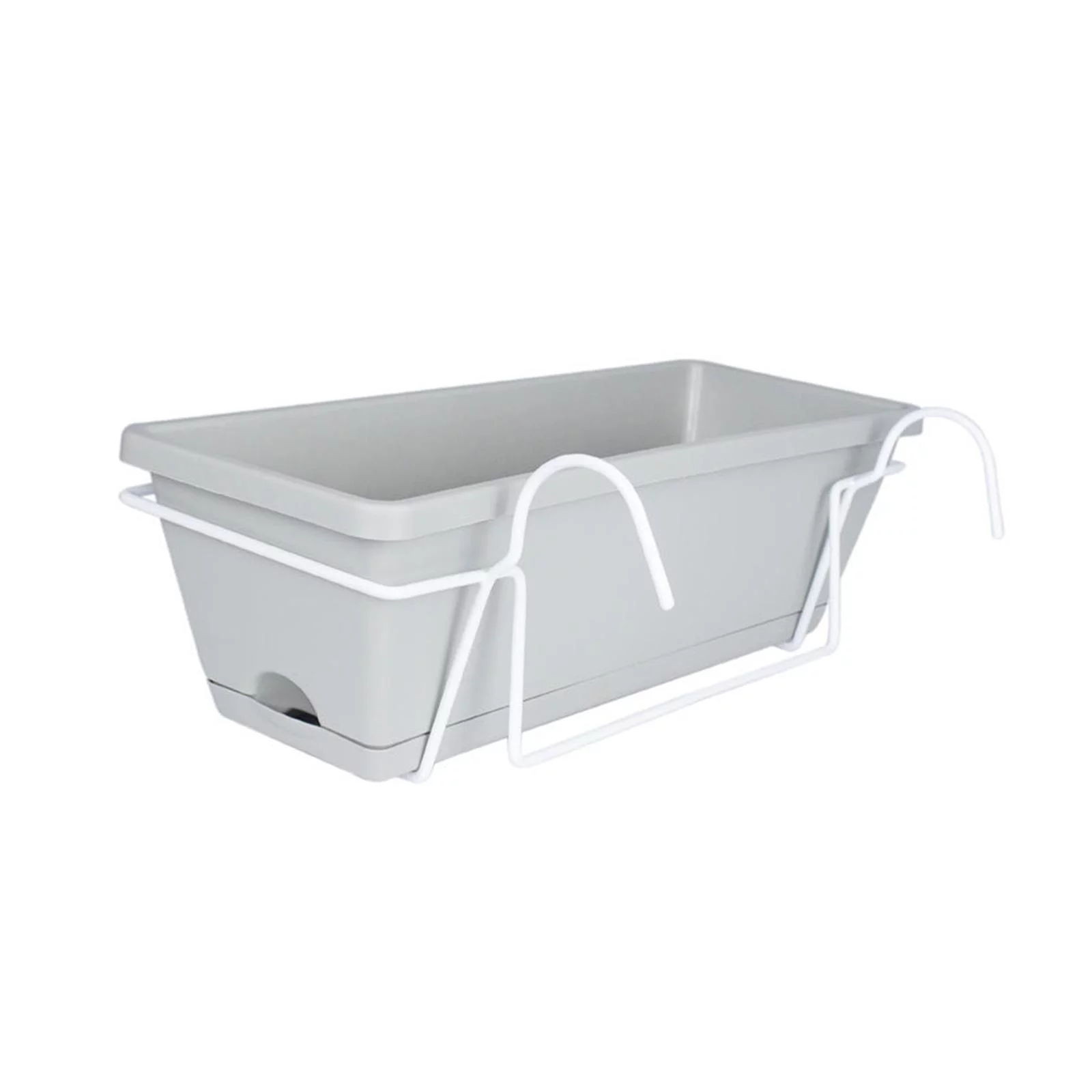 Railing Planter Pot Window Flower Box Nordic Drainage Vegetable Flower Planter Outdoor Wall Planter for Porch Outdoor Decoration Rail Yard Light gray