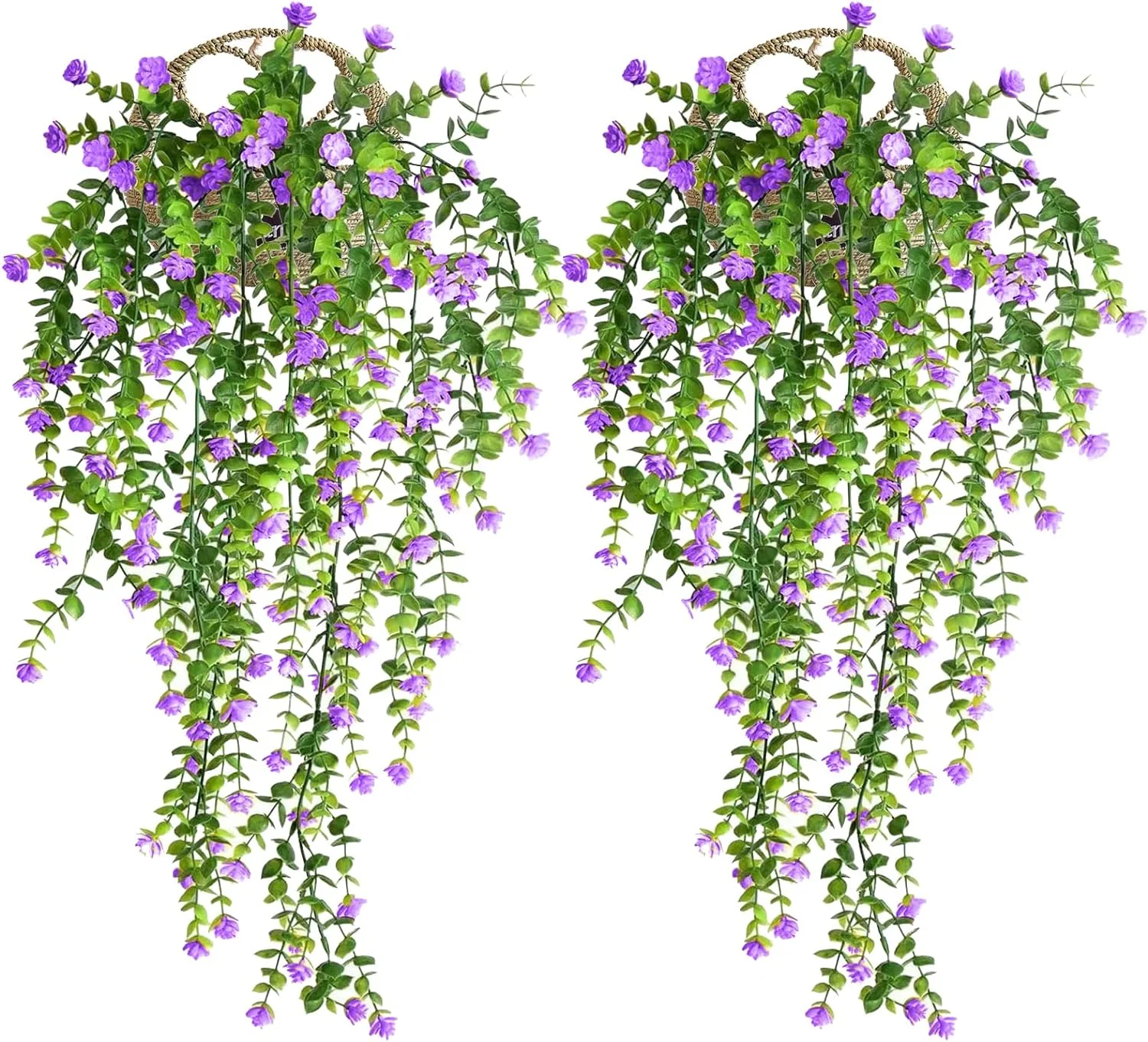 2 PCS Artificial Ivy Garland Fake Flowers Wisteria Hanging Vine Plants Drooping Plants Wall Hanging for Garden Home Hanging Basket Decoration Outdoor