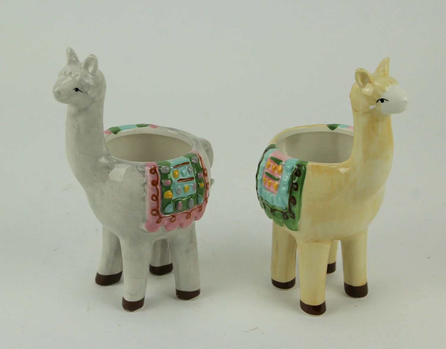 Transpac Colorful Festive Llama Love Decorative Planters Set of 2 Small