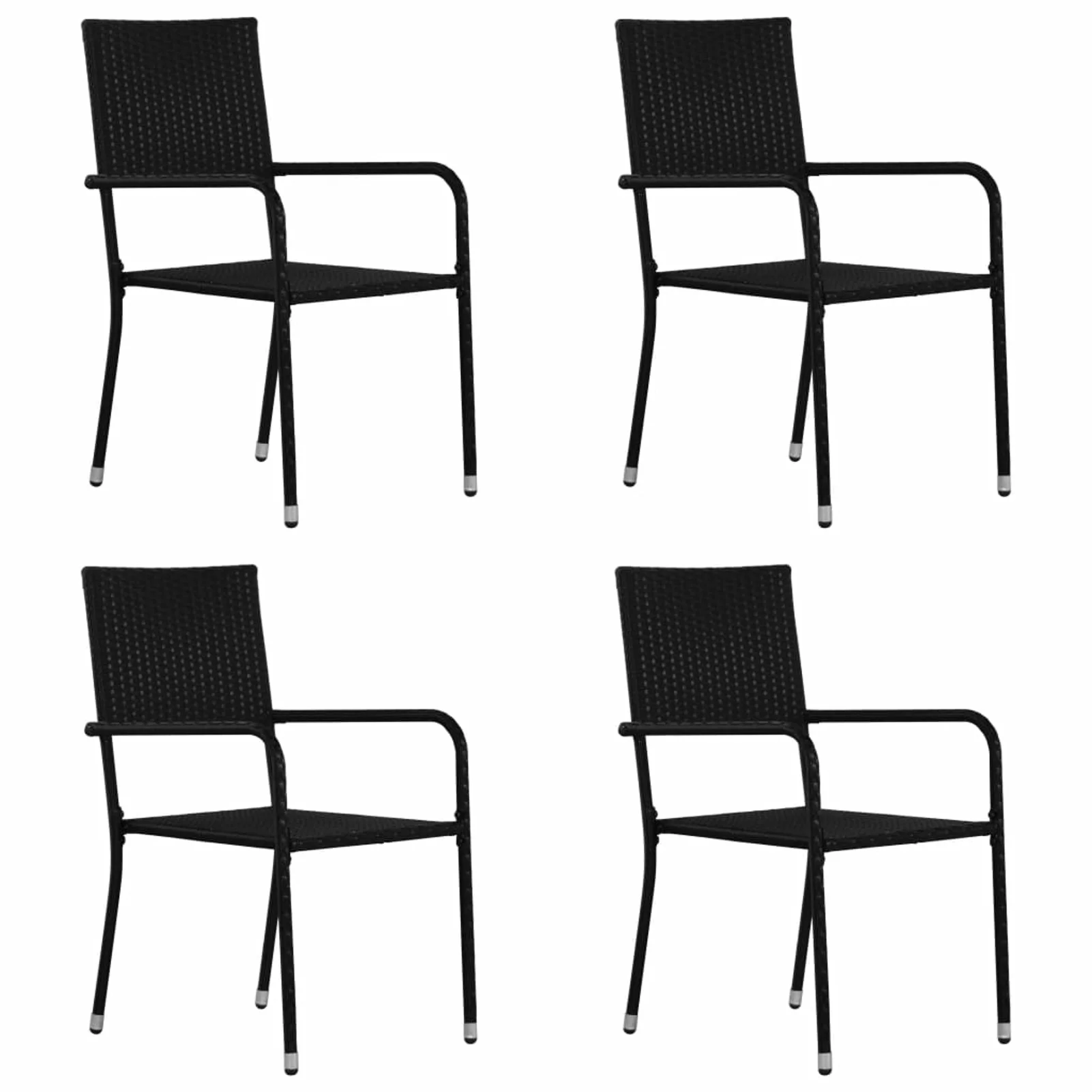 Anself 4 Piece Garden Chairs Poly Rattan Black  Dining Chair Steel Frame for Patio, Backyard, Poolside,  Furniture 20.1 x 23.6 x 34.3 Inches (W x D x H)