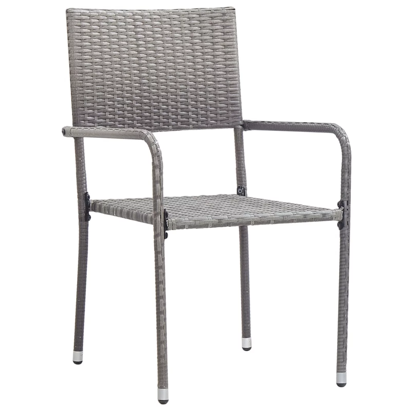 Walmeck 3 Piece Patio Dining Set Poly Rattan Gray