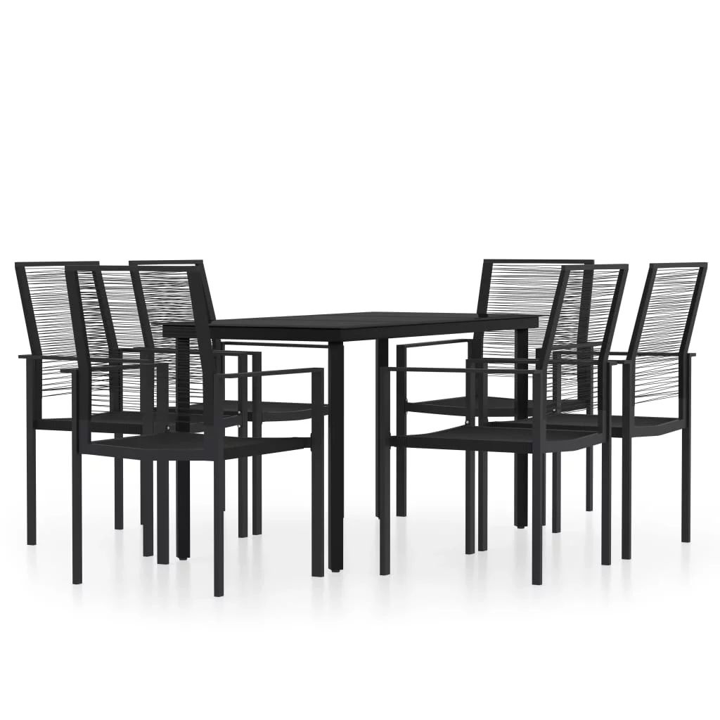 7 Piece Patio Dining Set Black